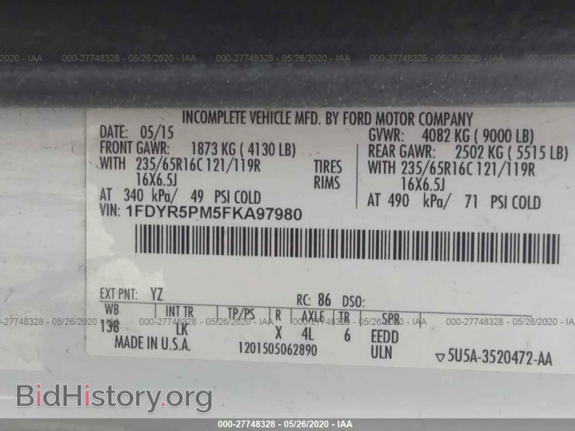 2015 FORD TRANSIT - VIN: 1FDYR5PM5FKA97980 - Фото 9