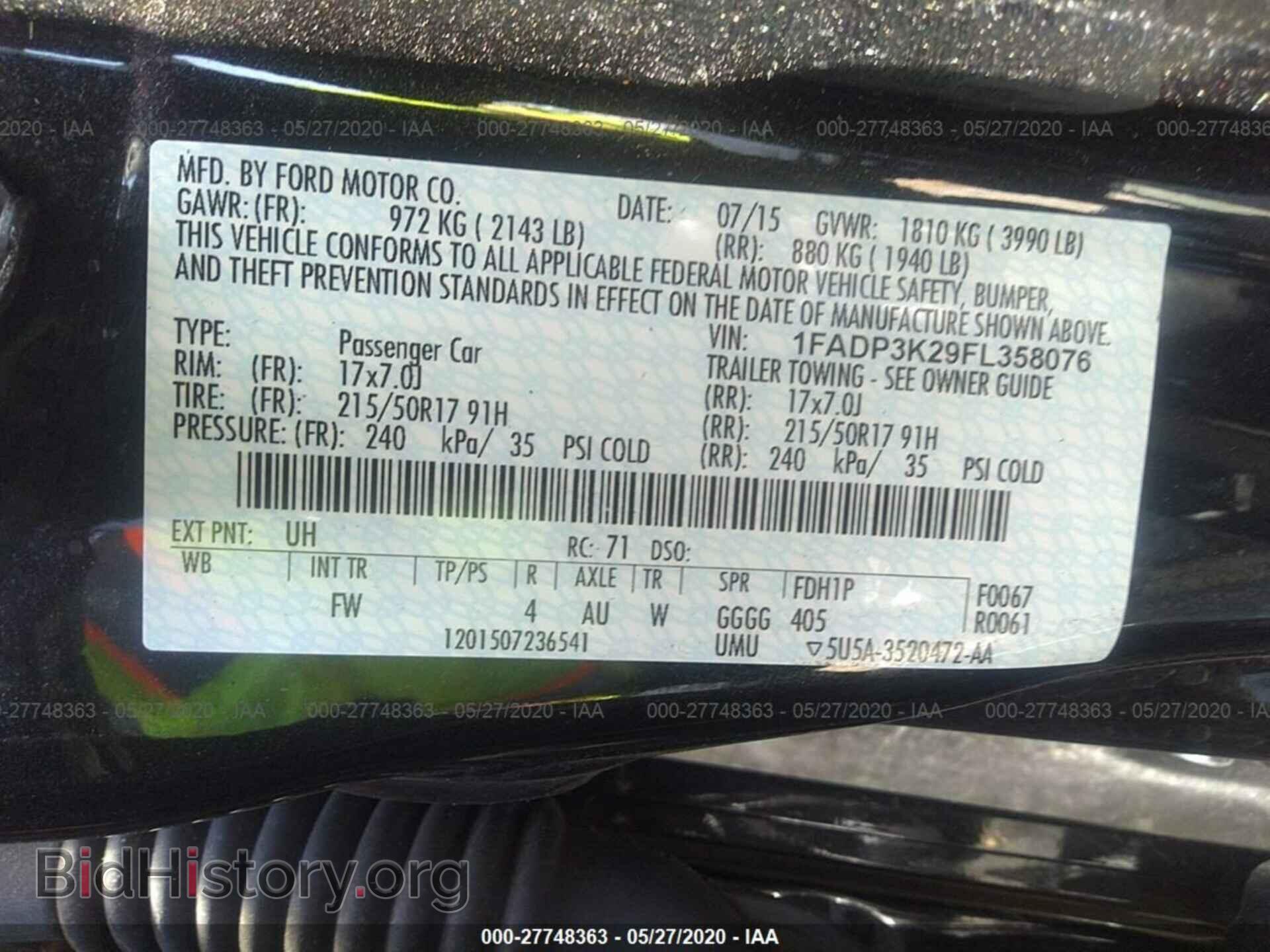 2015 FORD FOCUS - VIN: 1FADP3K29FL358076 - Фото 9