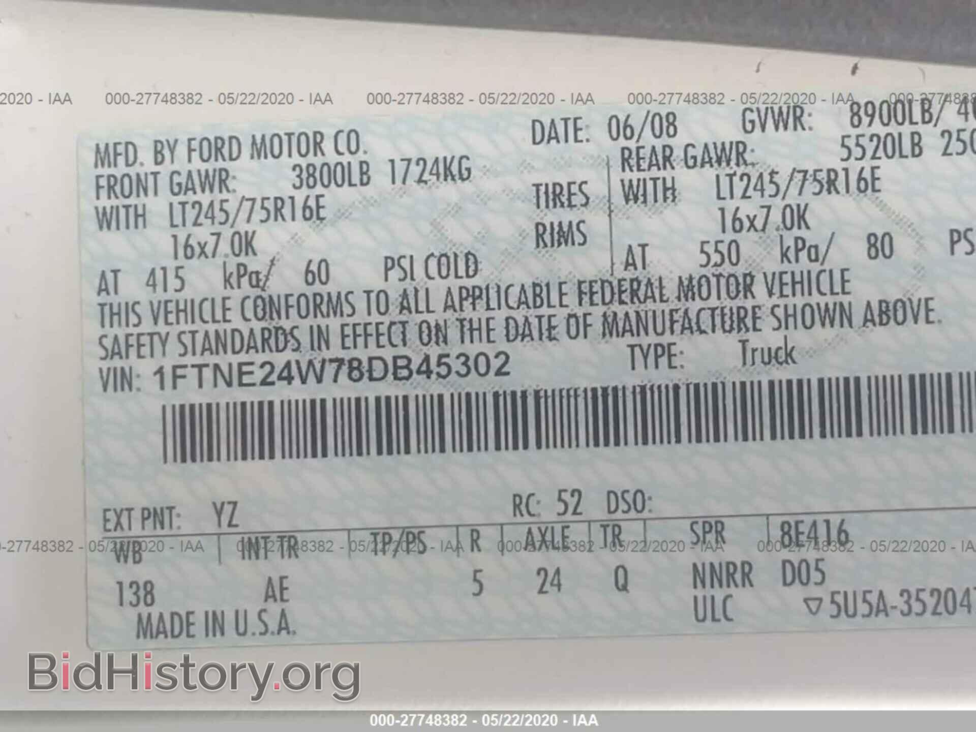 2008 FORD ECONOLINE CARGO VAN - VIN: 1FTNE24W78DB45302 - Photo 9