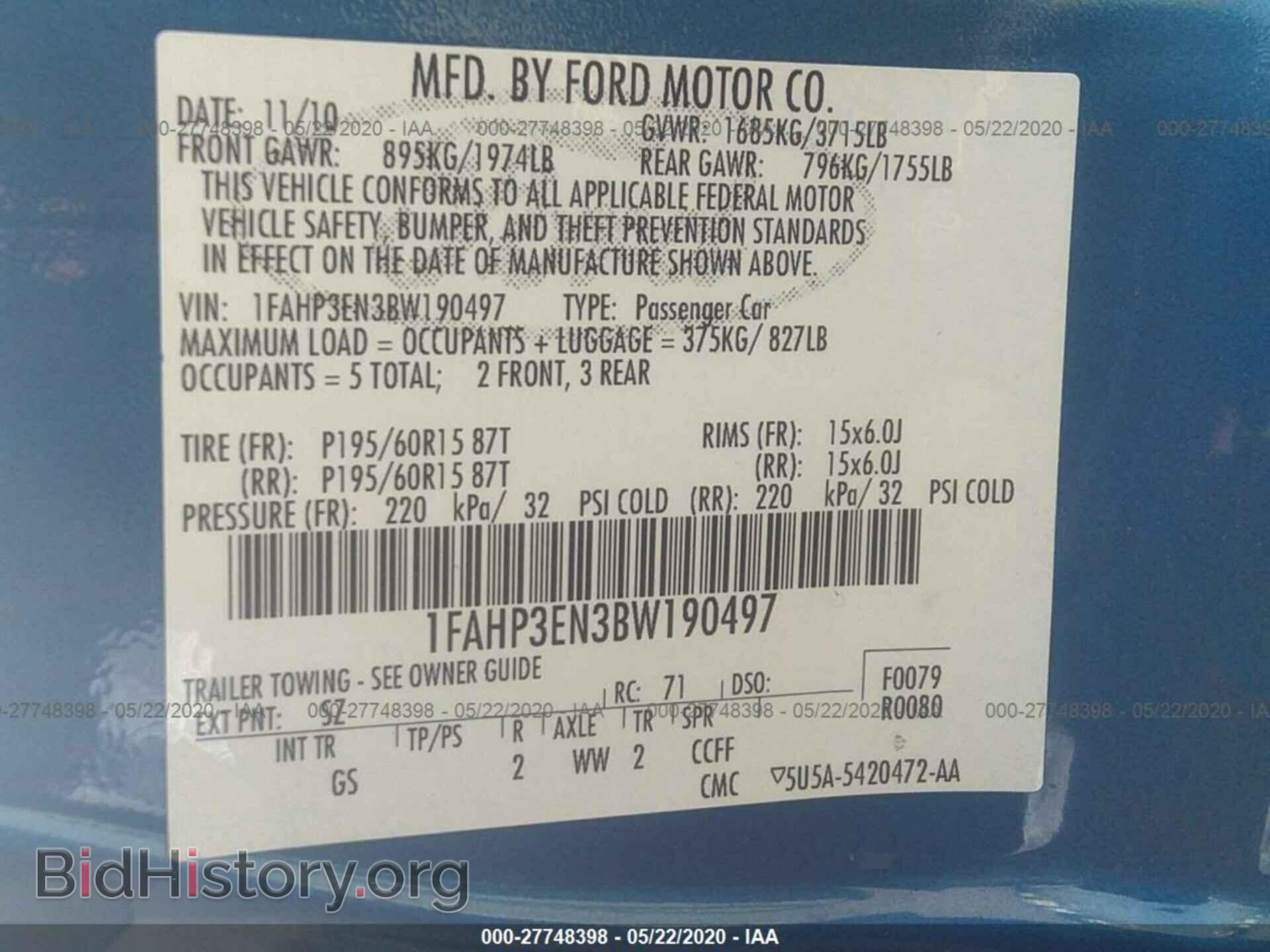 2011 FORD FOCUS - VIN: 1FAHP3EN3BW190497 - Фото 9