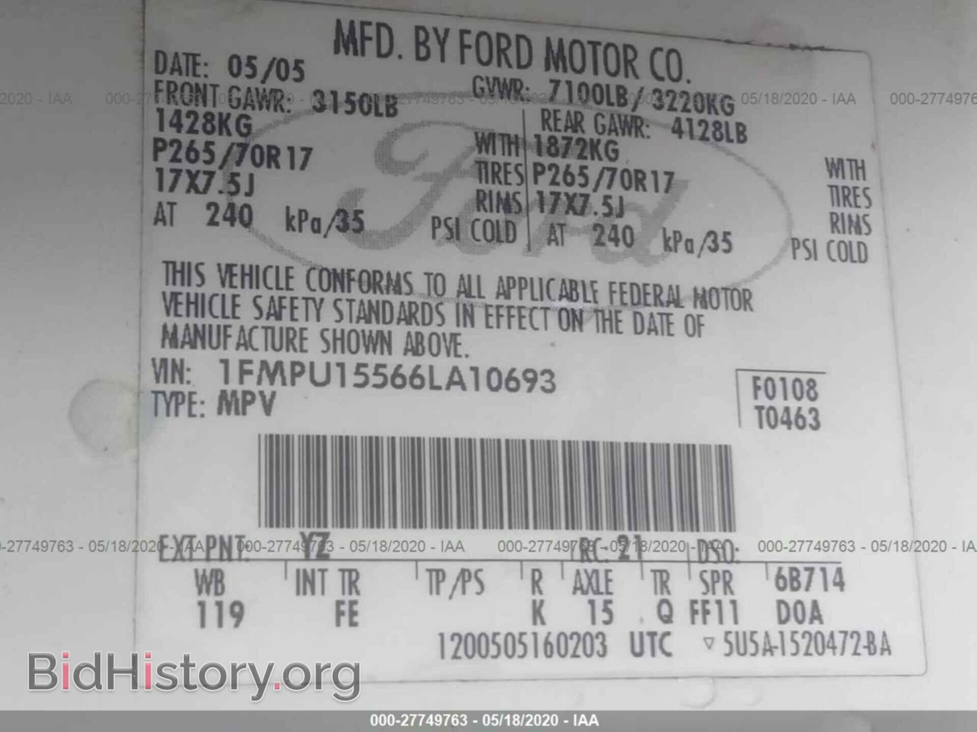2006 FORD EXPEDITION - VIN: 1FMPU15566LA10693 - Фото 9