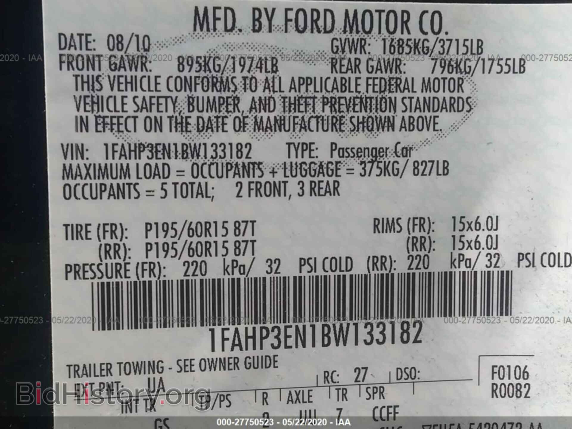 2011 FORD FOCUS - VIN: 1FAHP3EN1BW133182 - Фото 9