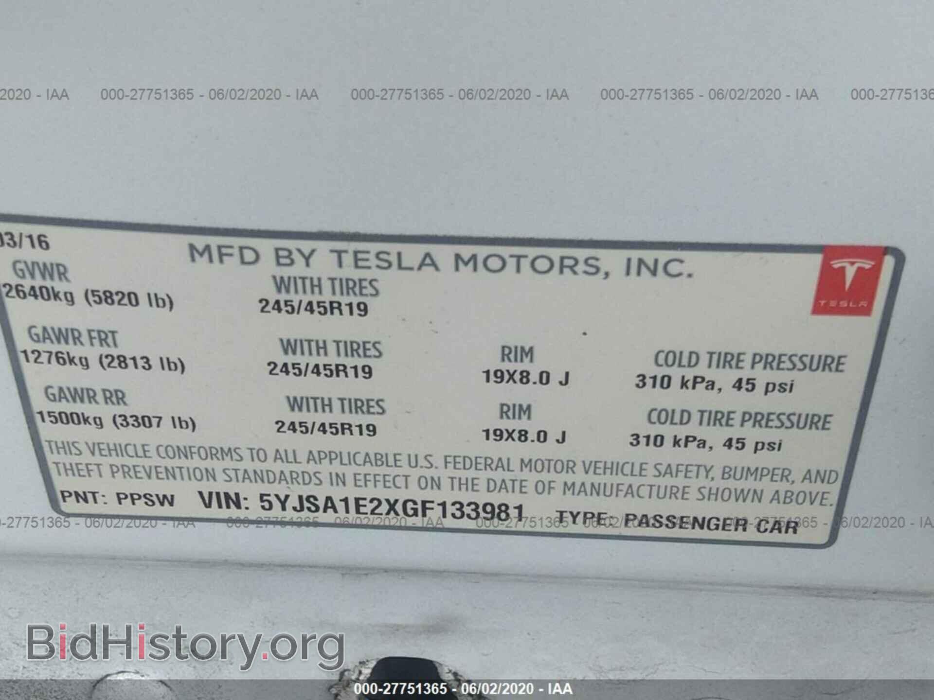 2016 TESLA MODEL S - VIN: 5YJSA1E2XGF133981 - Фото 9
