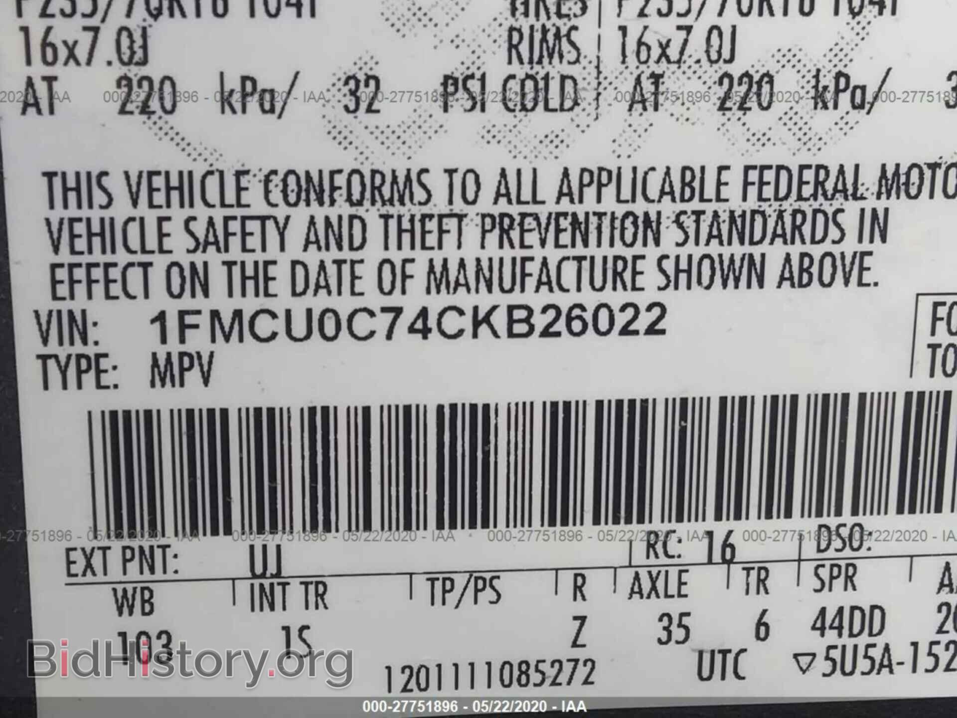2012 FORD ESCAPE - VIN: 1FMCU0C74CKB26022 - Photo 9