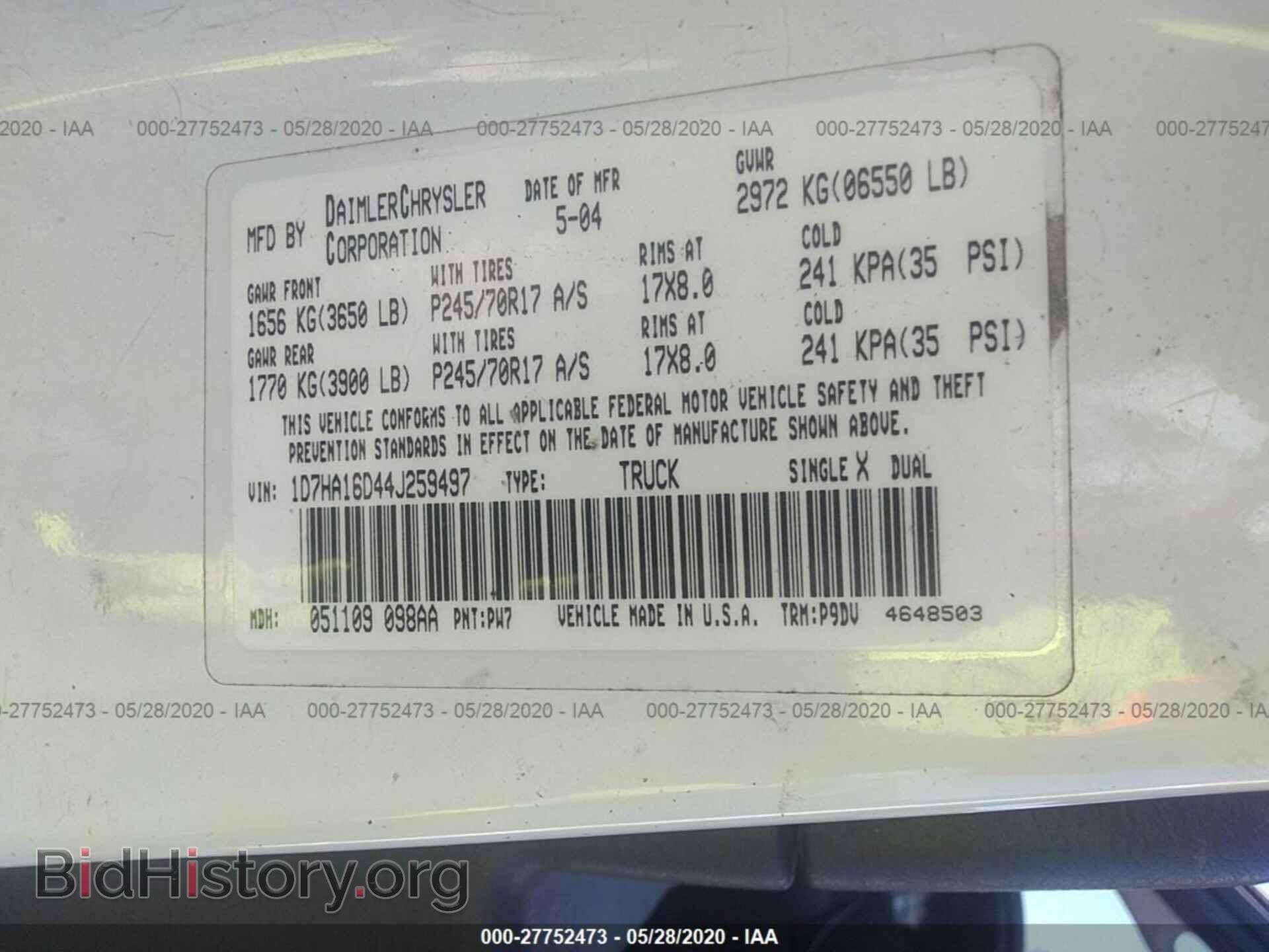 2004 DODGE RAM 1500 - VIN: 1D7HA16D44J259497 - Photo 9