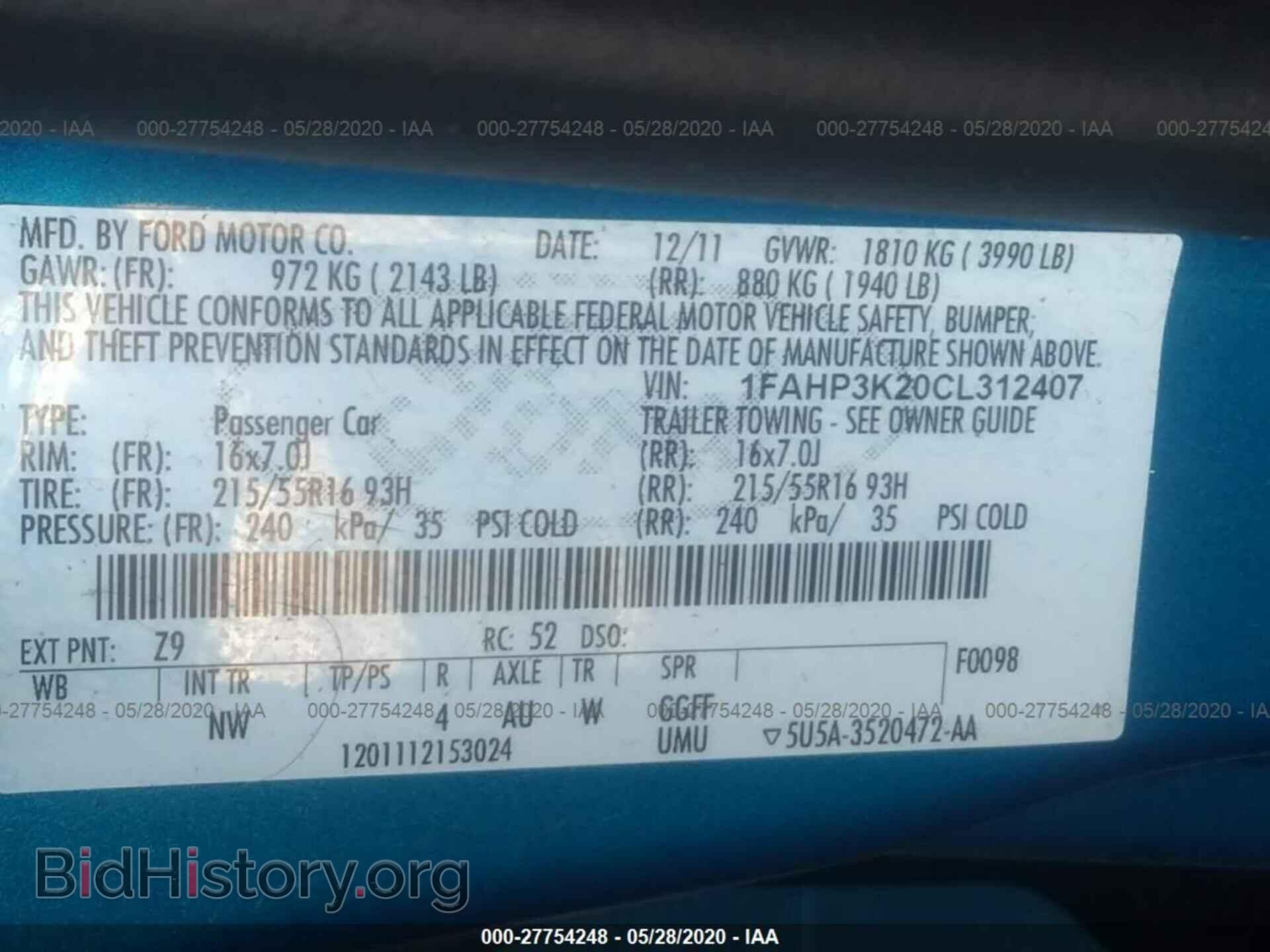 2012 FORD FOCUS - VIN: 1FAHP3K20CL312407 - Photo 9