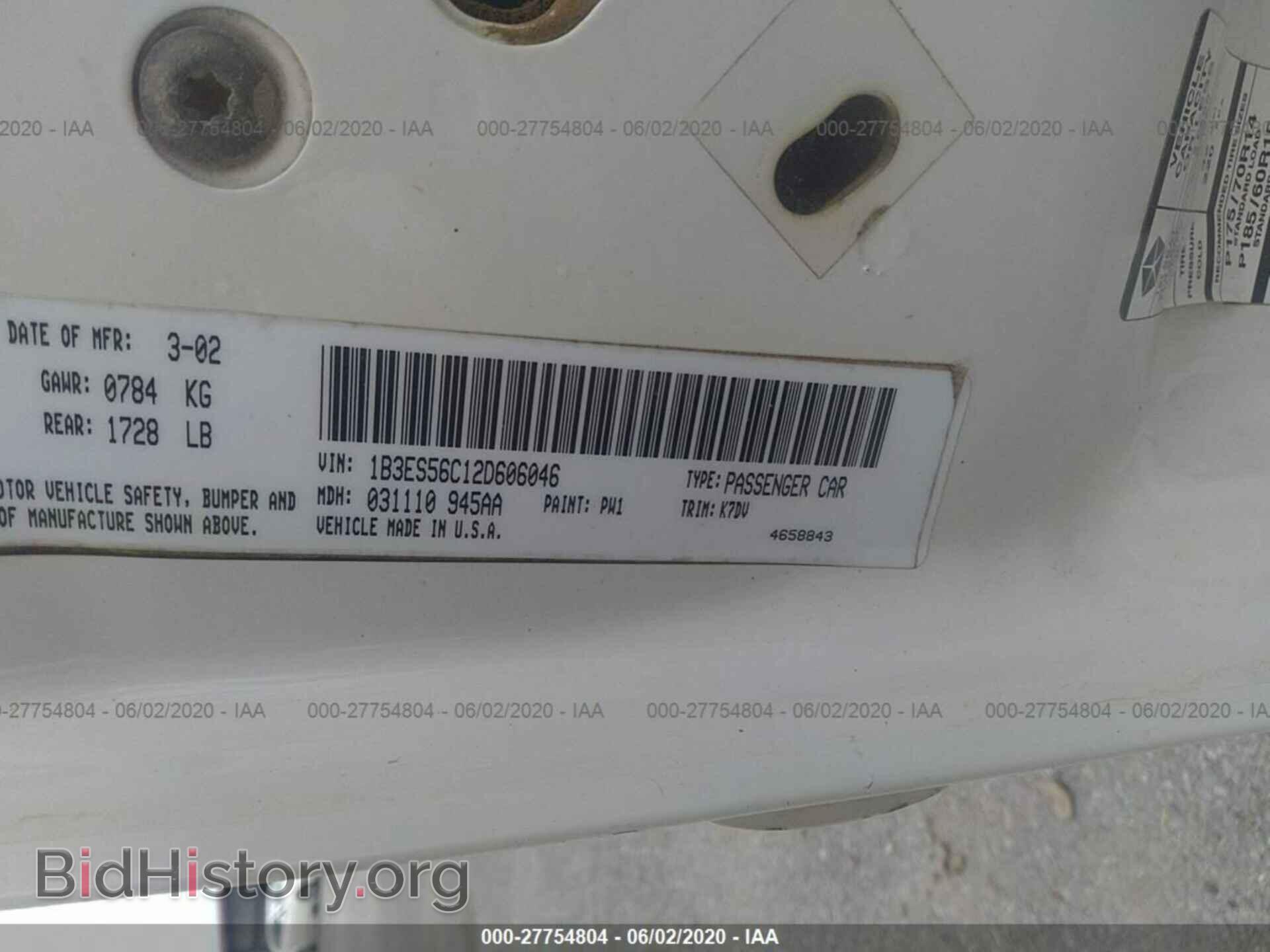 2002 DODGE NEON - VIN: 1B3ES56C12D606046 - Фото 9