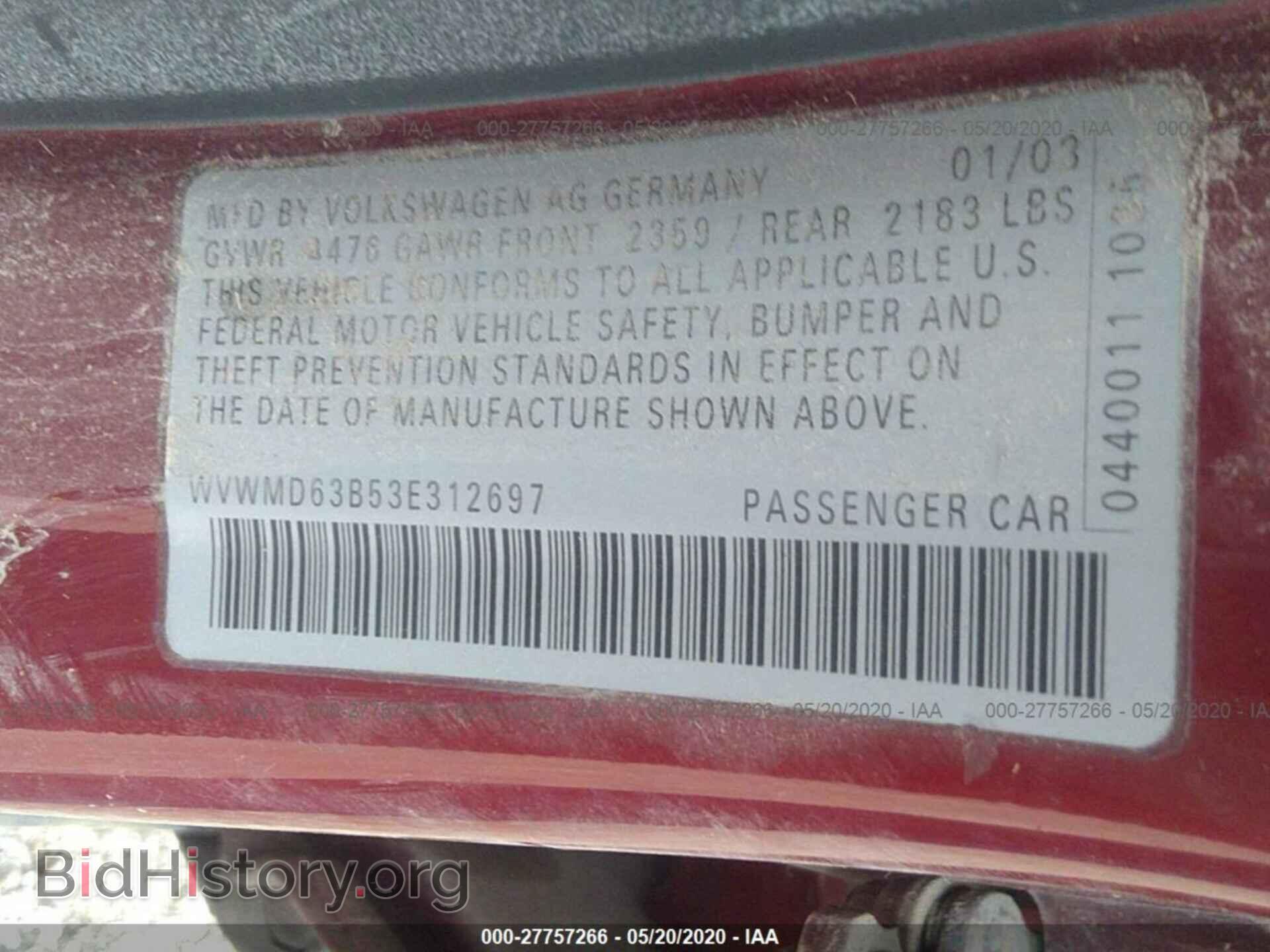 2003 VOLKSWAGEN PASSAT - VIN: WVWMD63B53E312697 - Фото 9