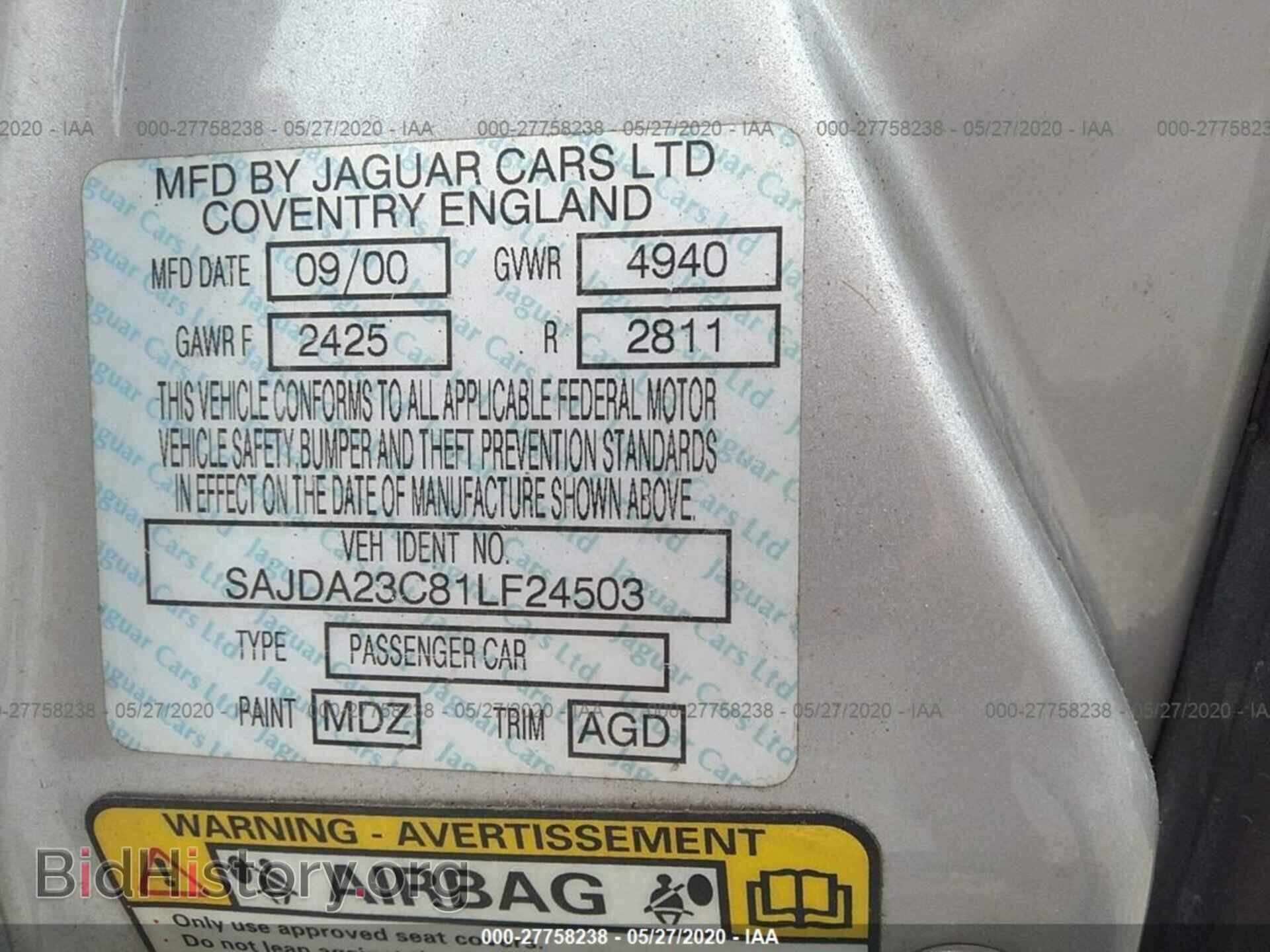 2001 JAGUAR XJ - VIN: SAJDA23C81LF24503 - Фото 9