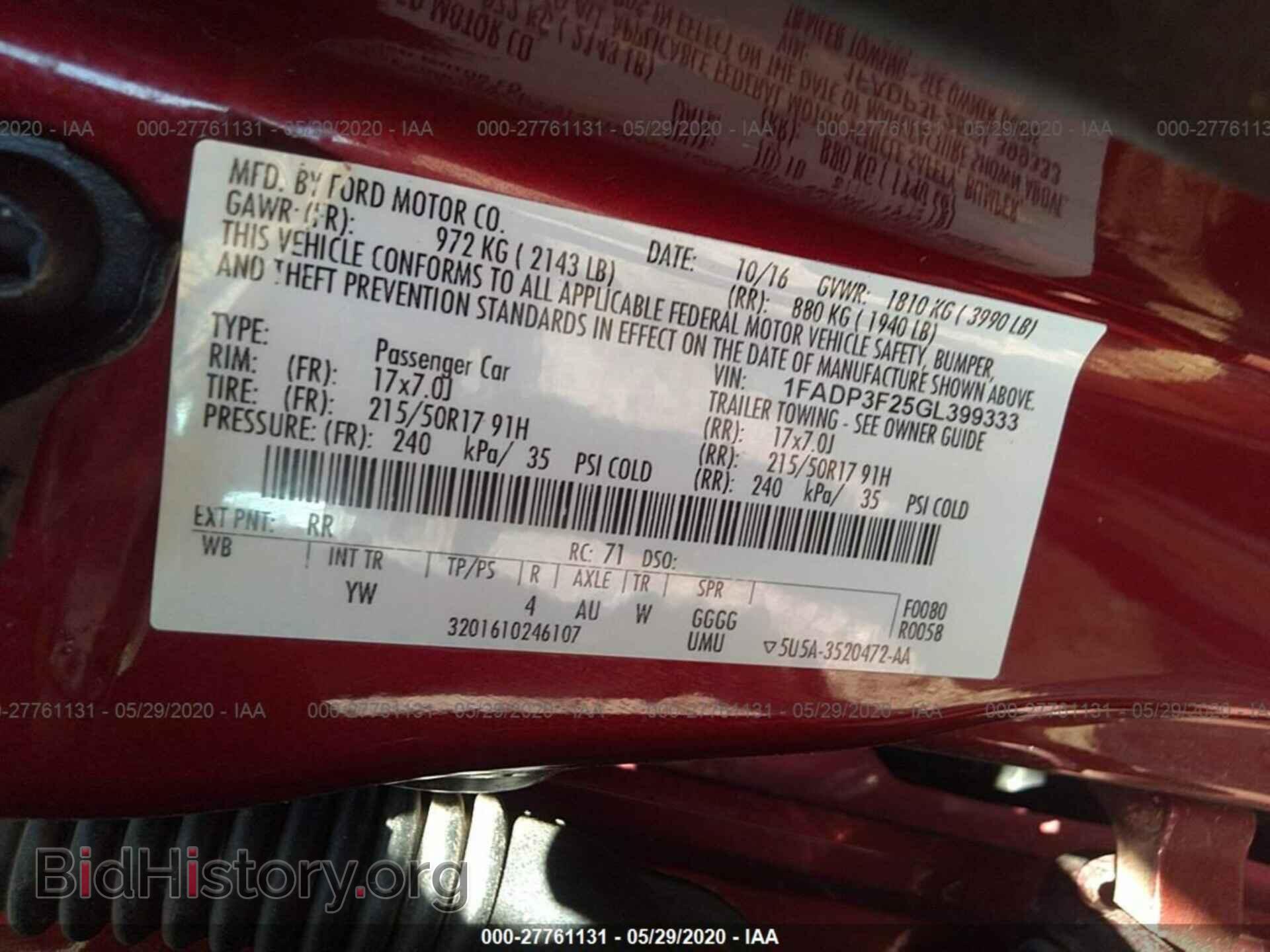 2016 FORD FOCUS - VIN: 1FADP3F25GL399333 - Фото 9