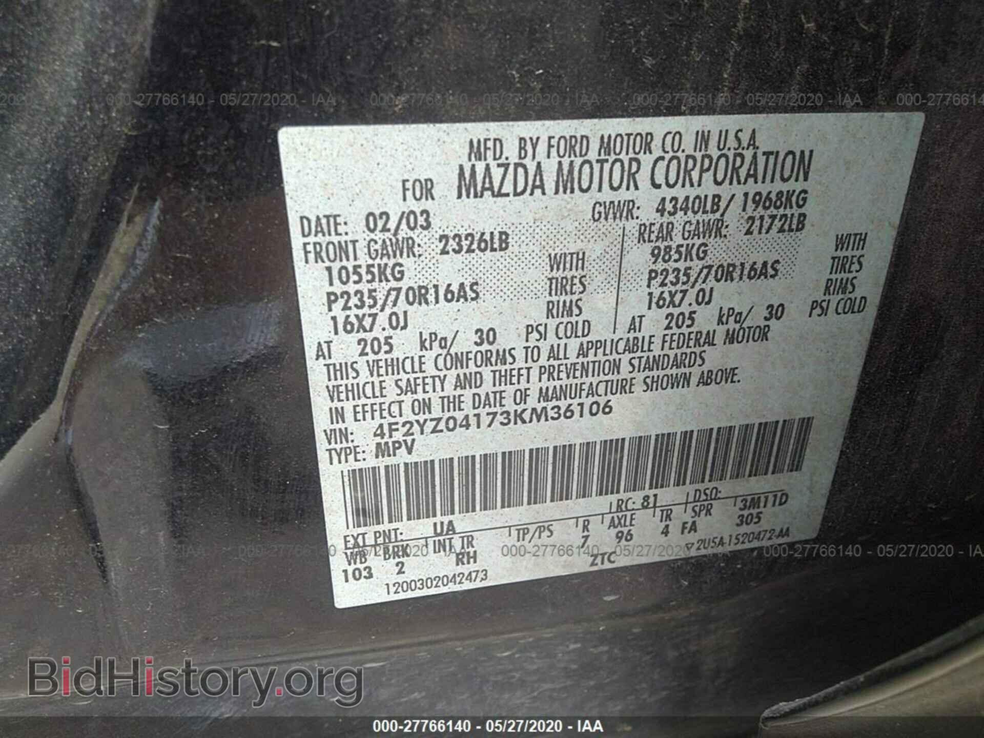 2003 MAZDA TRIBUTE - VIN: 4F2YZ04173KM36106 - Фото 9