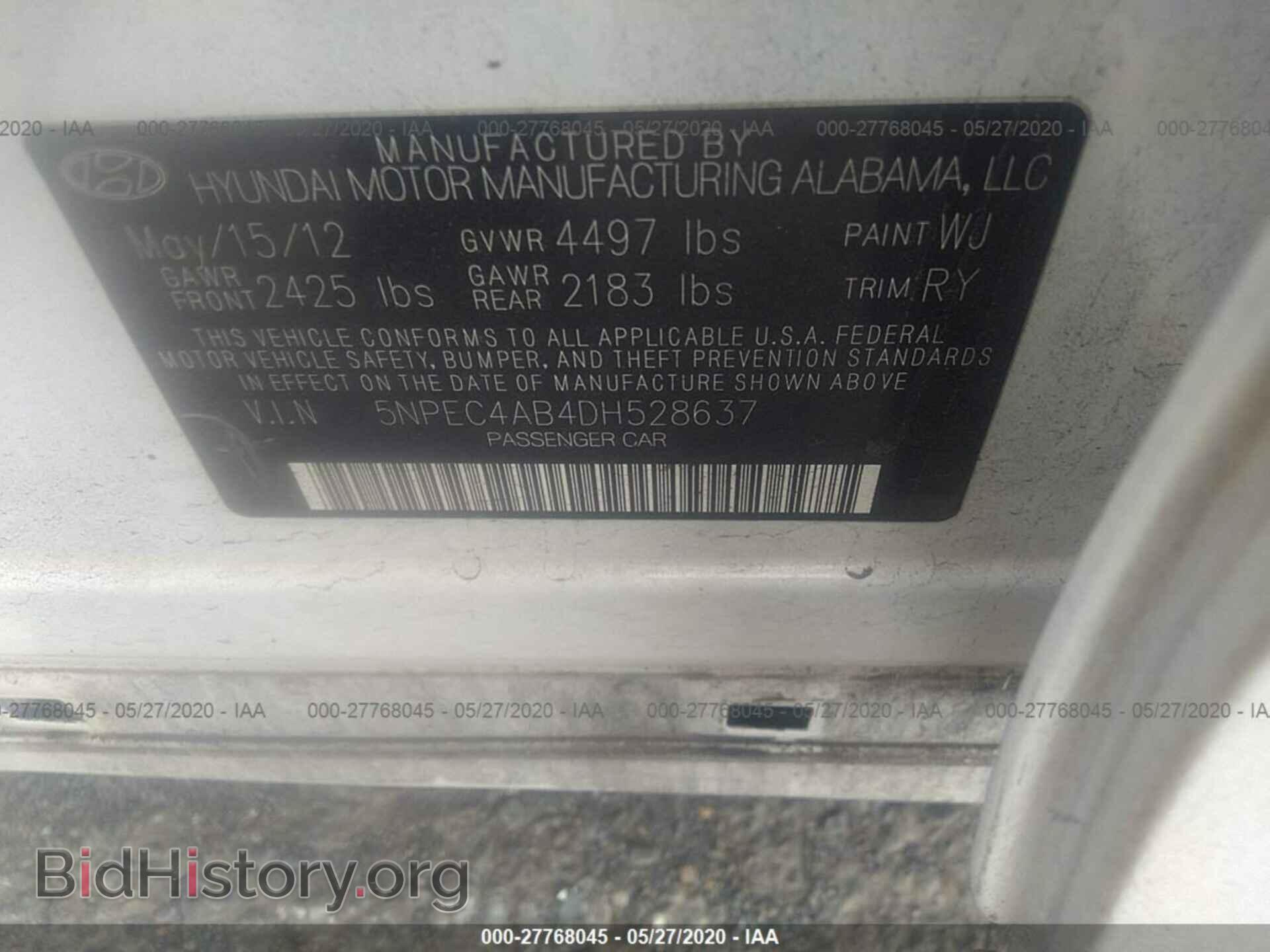 2013 HYUNDAI SONATA - VIN: 5NPEC4AB4DH528637 - Фото 9