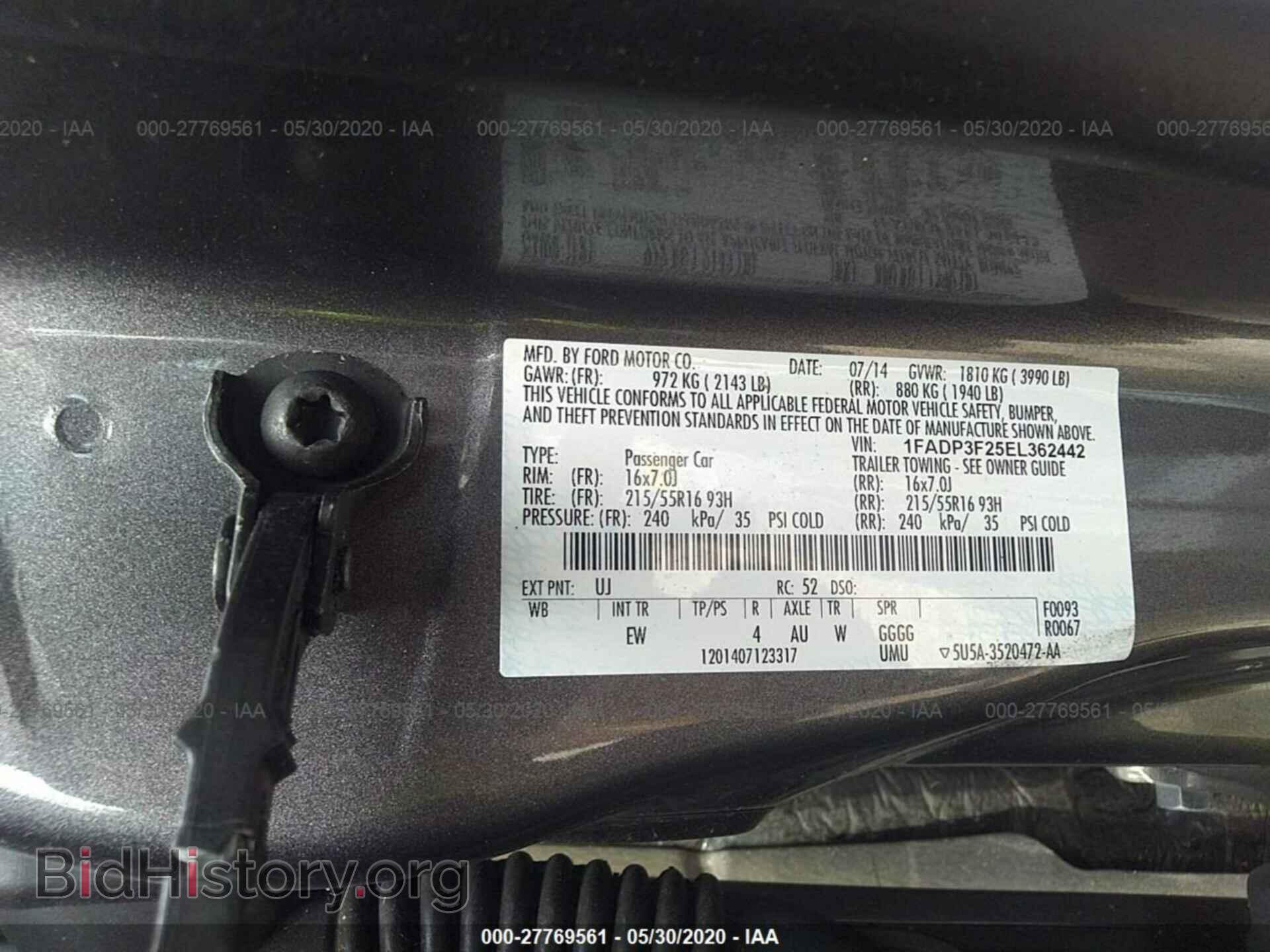 2014 FORD FOCUS - VIN: 1FADP3F25EL362442 - Фото 9