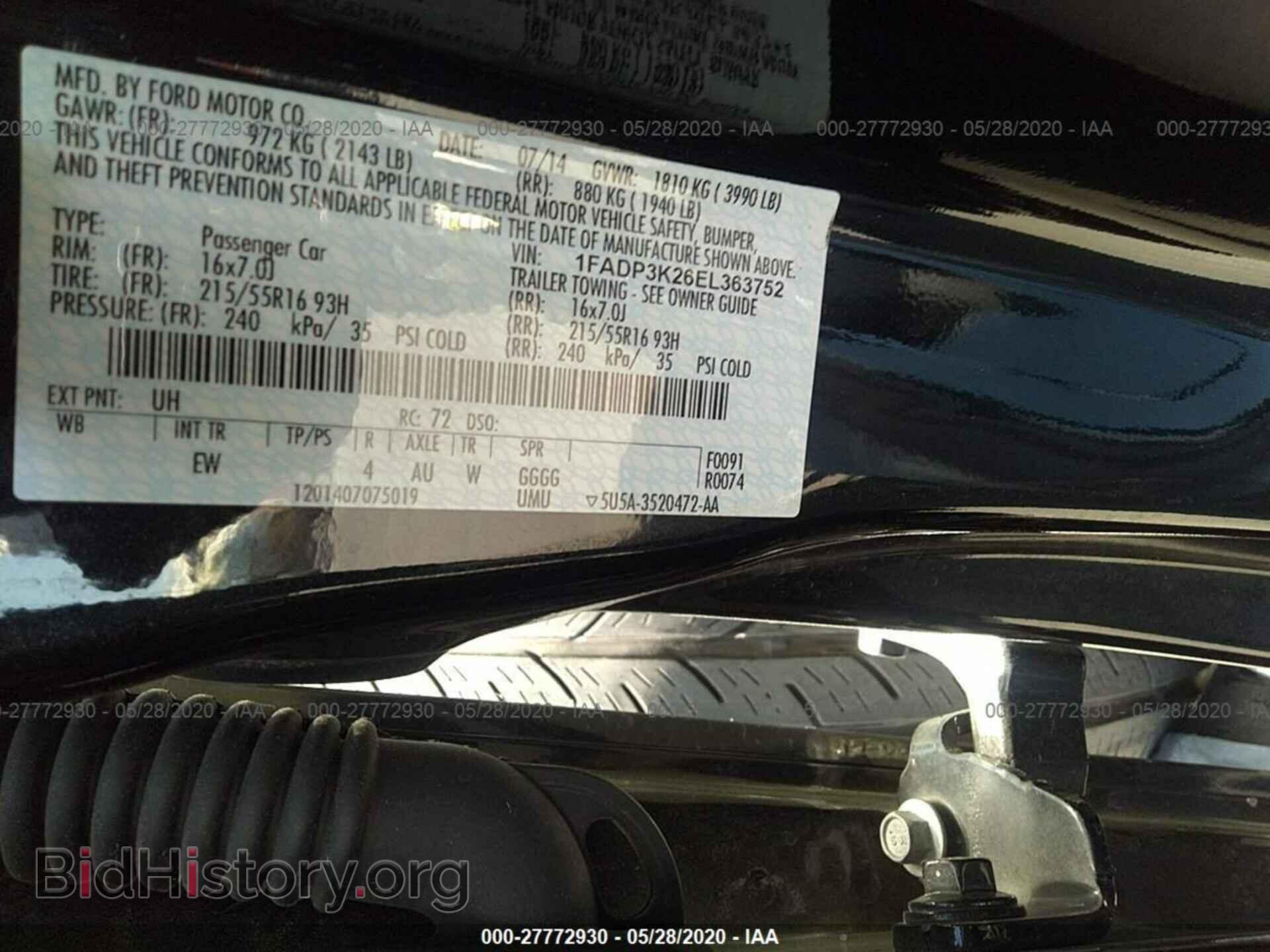 2014 FORD FOCUS - VIN: 1FADP3K26EL363752 - Фото 9