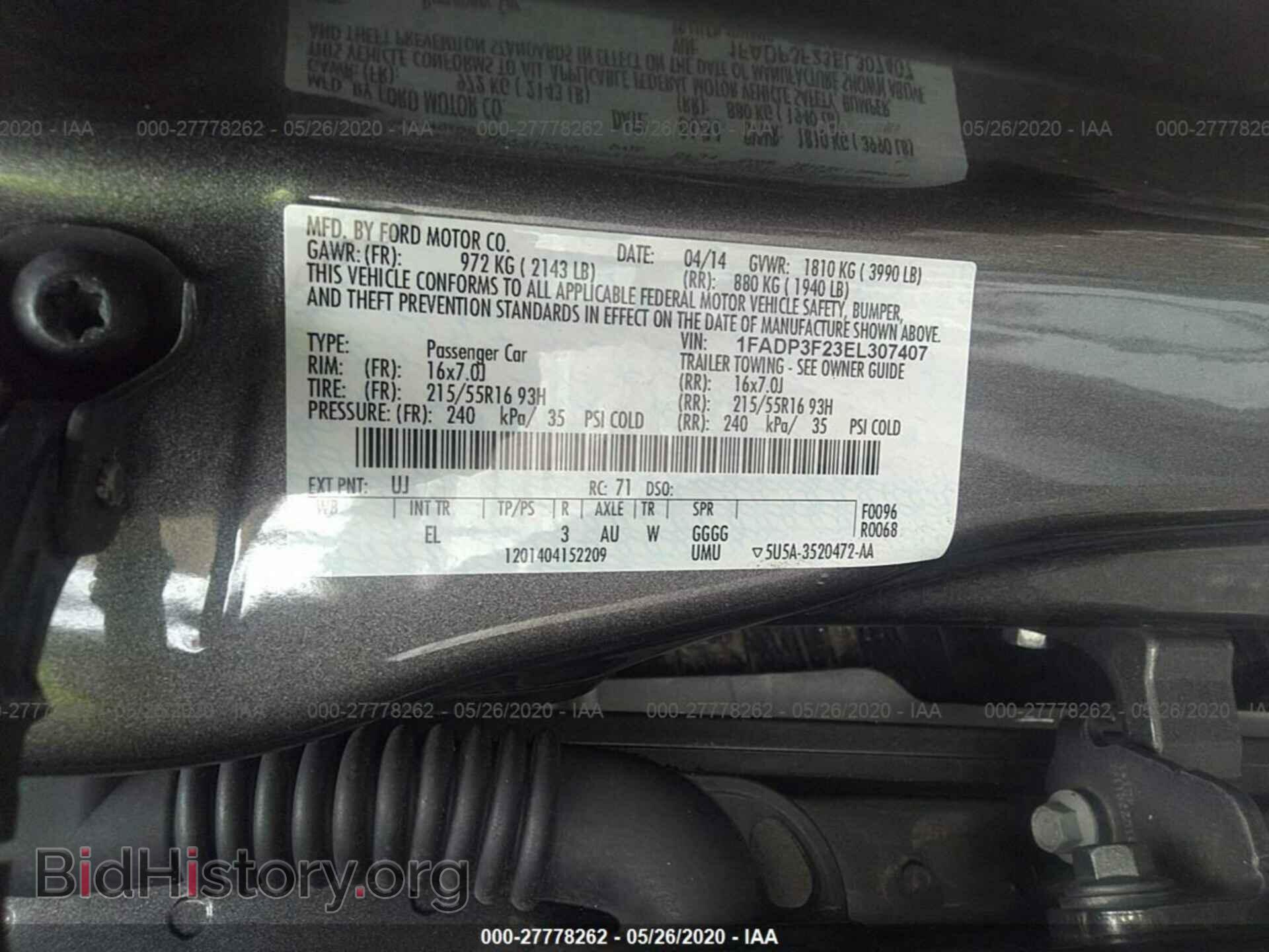 2014 FORD FOCUS - VIN: 1FADP3F23EL307407 - Фото 9