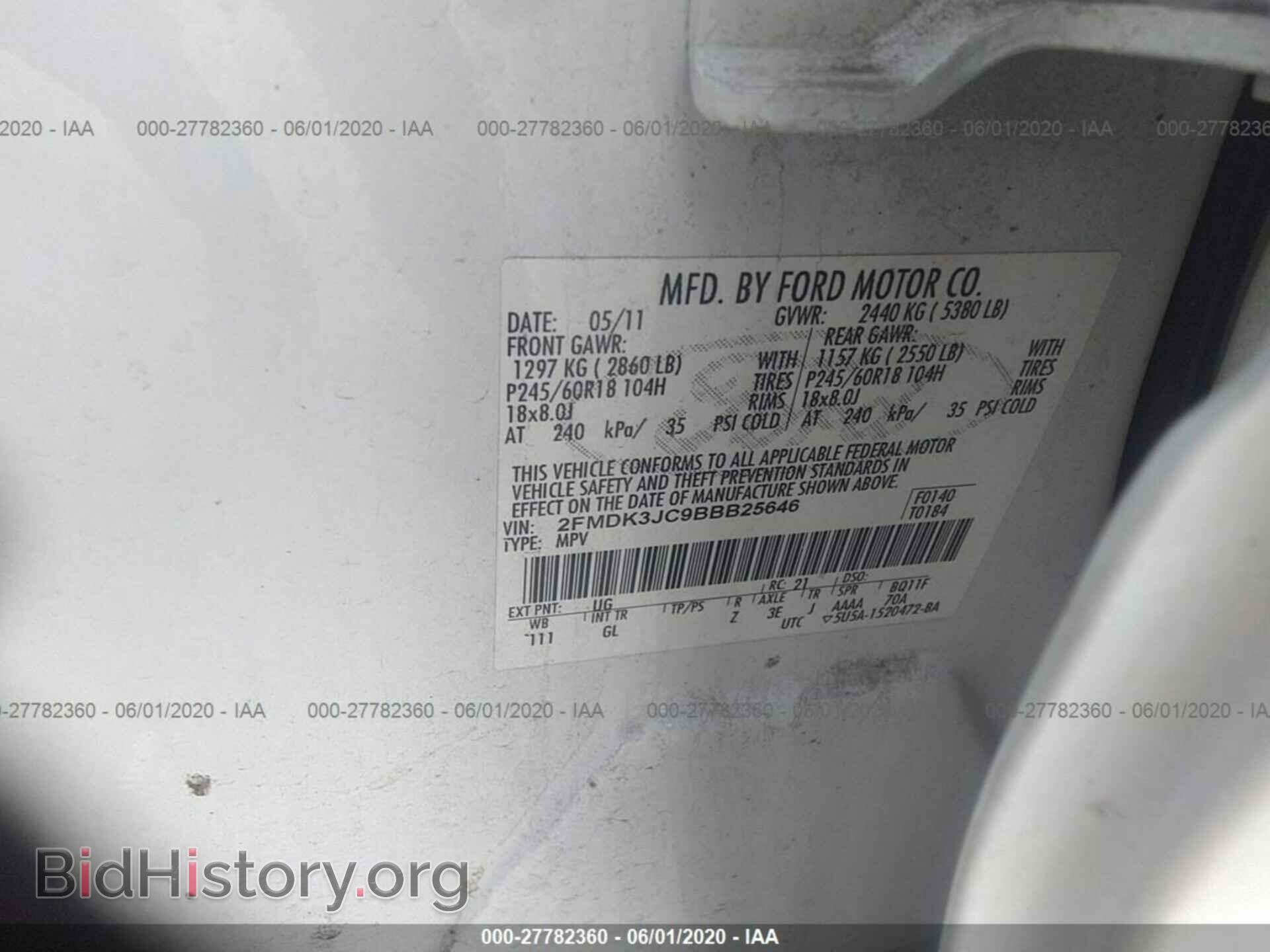 2011 FORD EDGE - VIN: 2FMDK3JC9BBB25646 - Фото 9