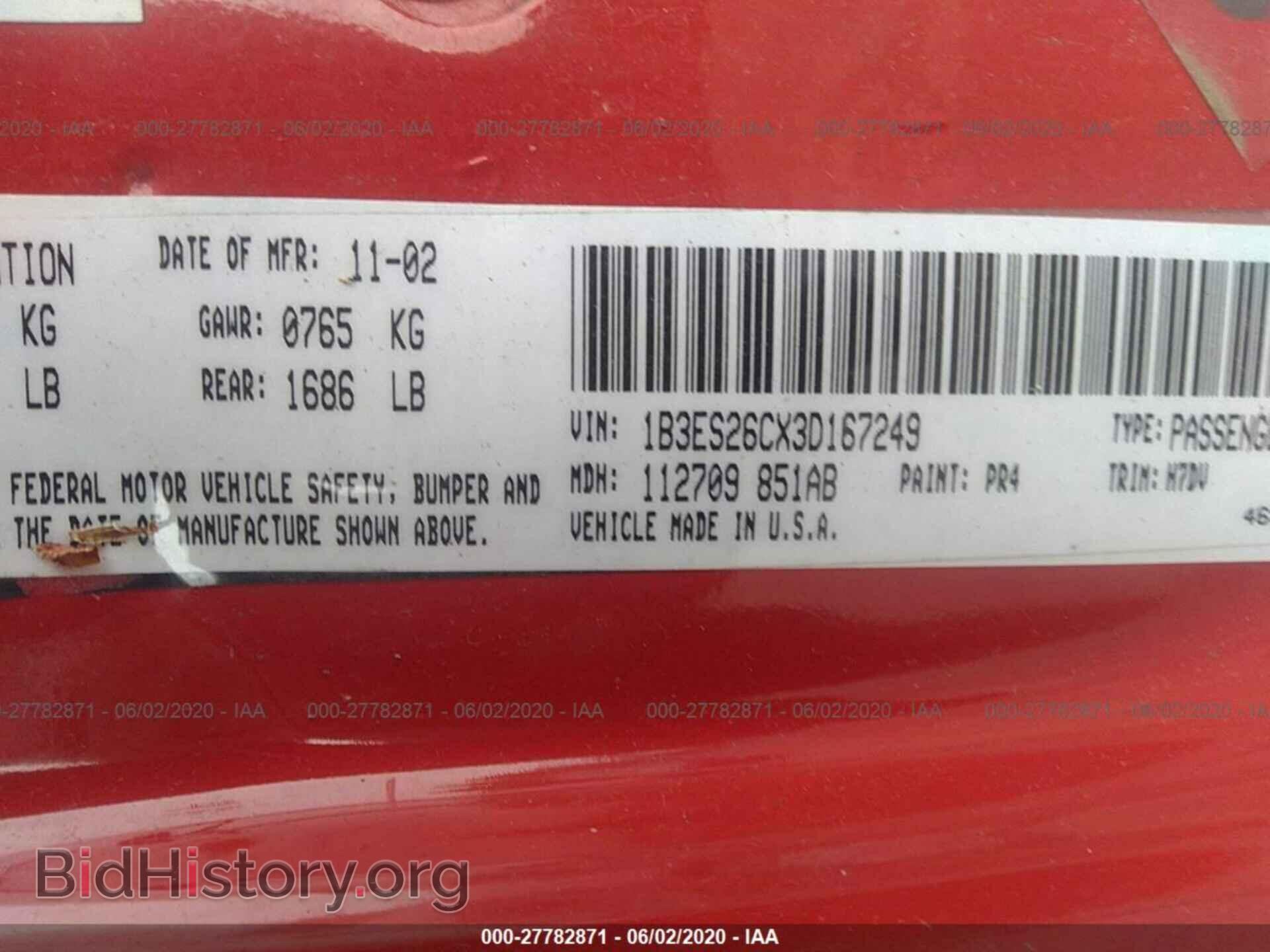 2003 DODGE NEON - VIN: 1B3ES26CX3D167249 - Photo 9
