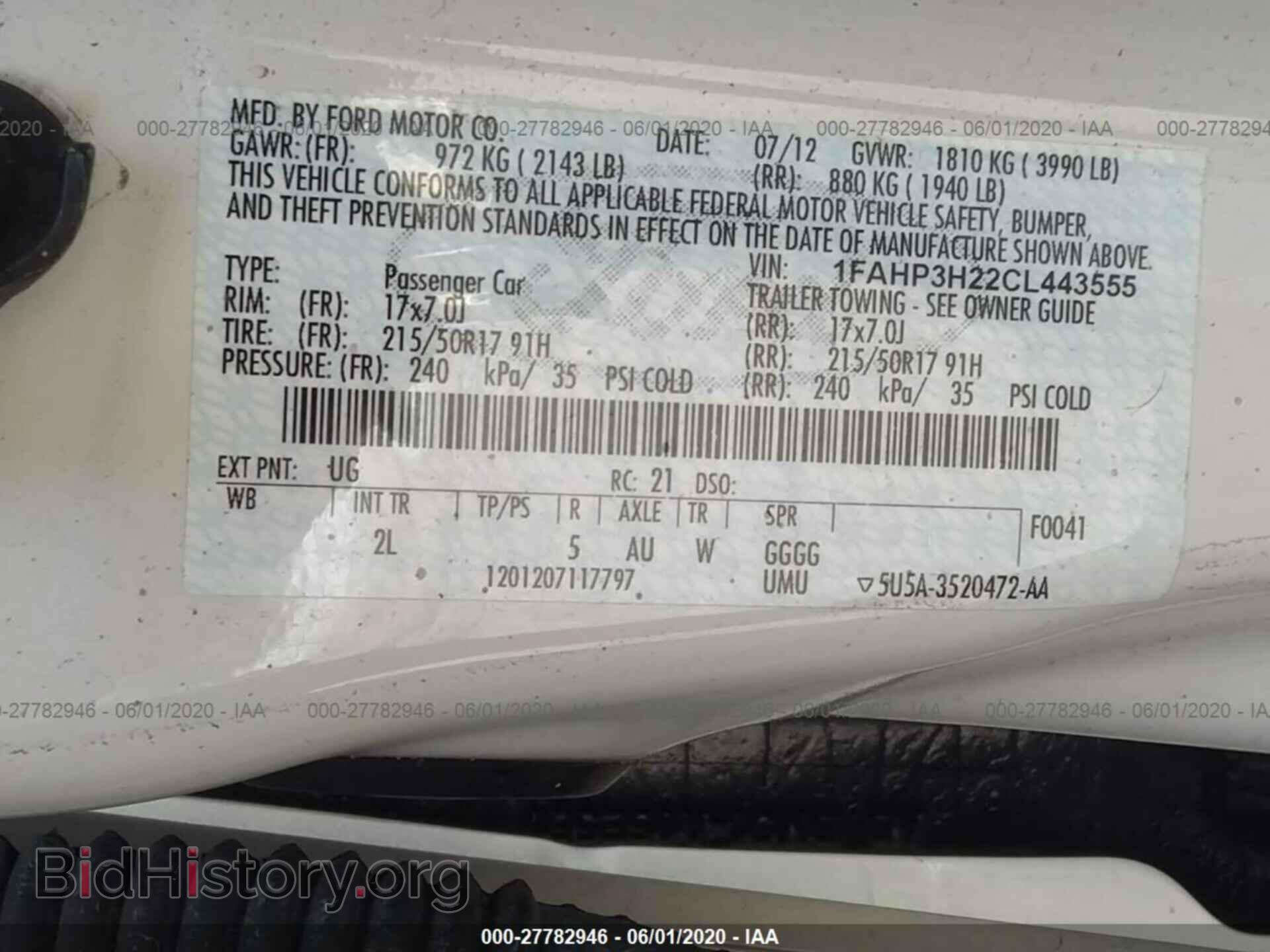 2012 FORD FOCUS - VIN: 1FAHP3H22CL443555 - Фото 9