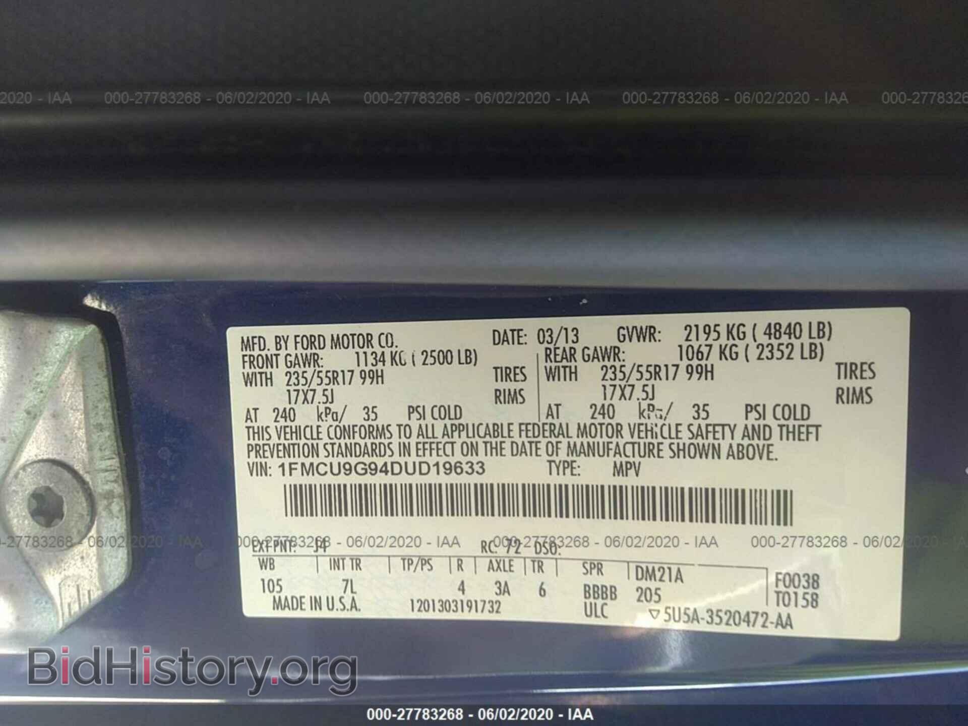 2013 FORD ESCAPE - VIN: 1FMCU9G94DUD19633 - Photo 9