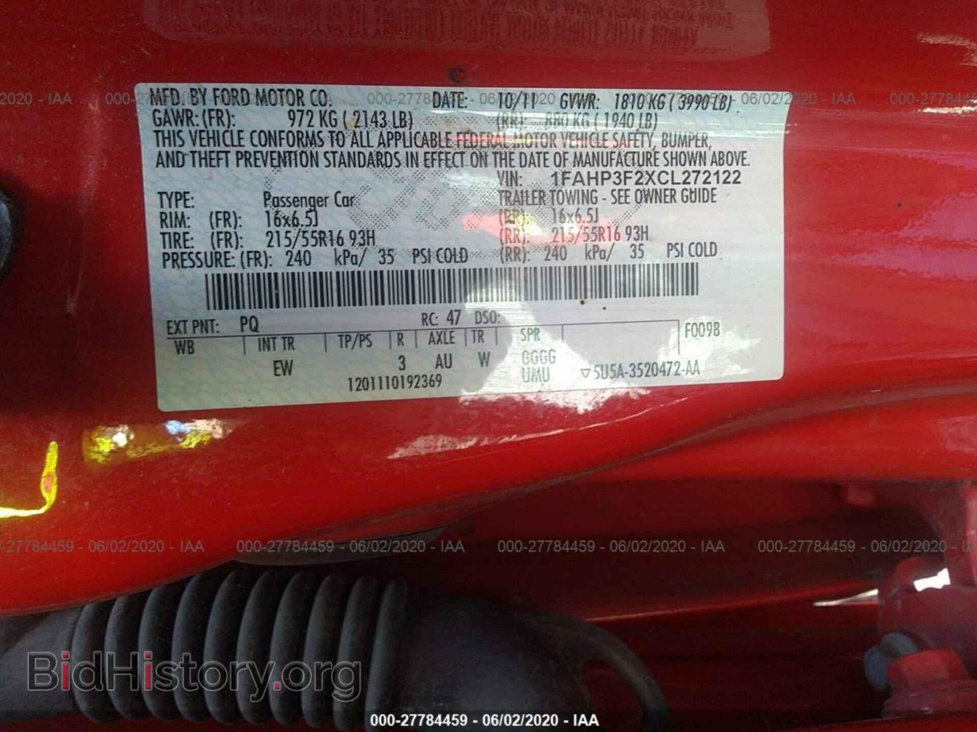 2012 FORD FOCUS - VIN: 1FAHP3F2XCL272122 - Фото 9