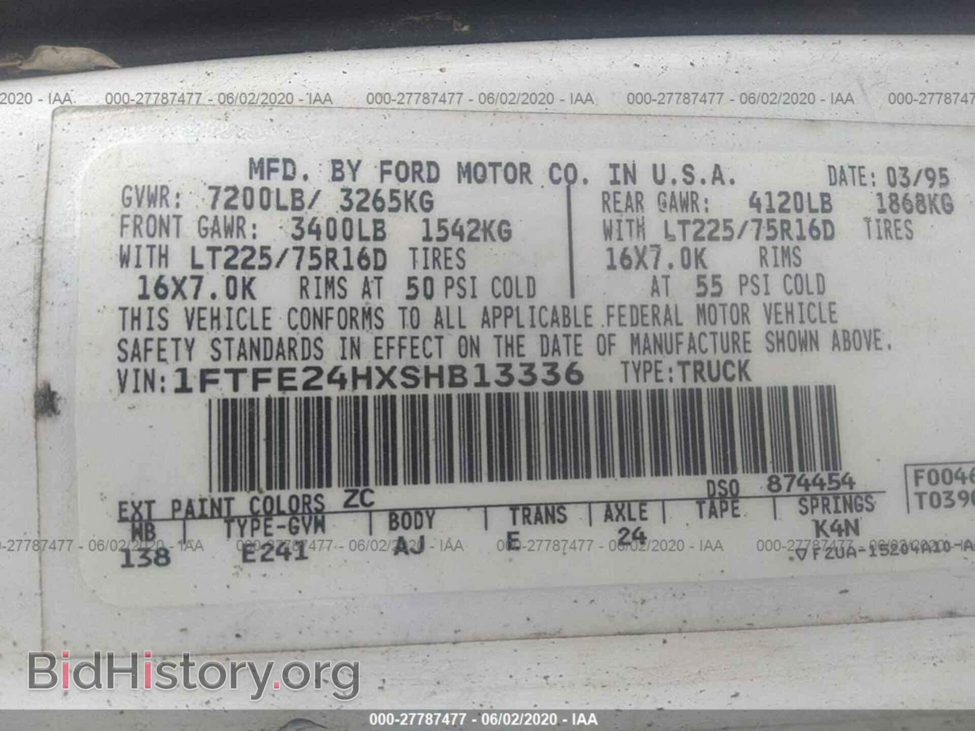1995 FORD ECONOLINE - VIN: 1FTFE24HXSHB13336 - Photo 4