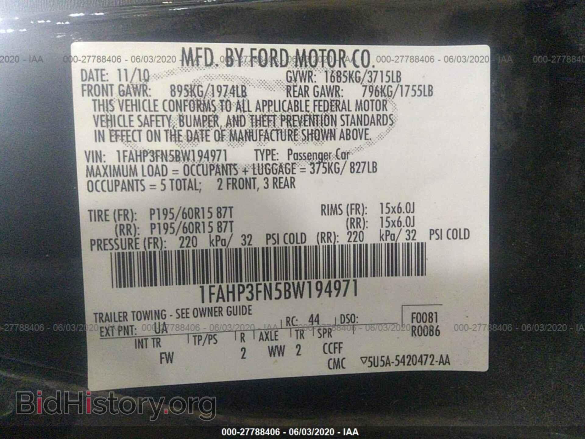 2011 FORD FOCUS - VIN: 1FAHP3FN5BW194971 - Фото 9