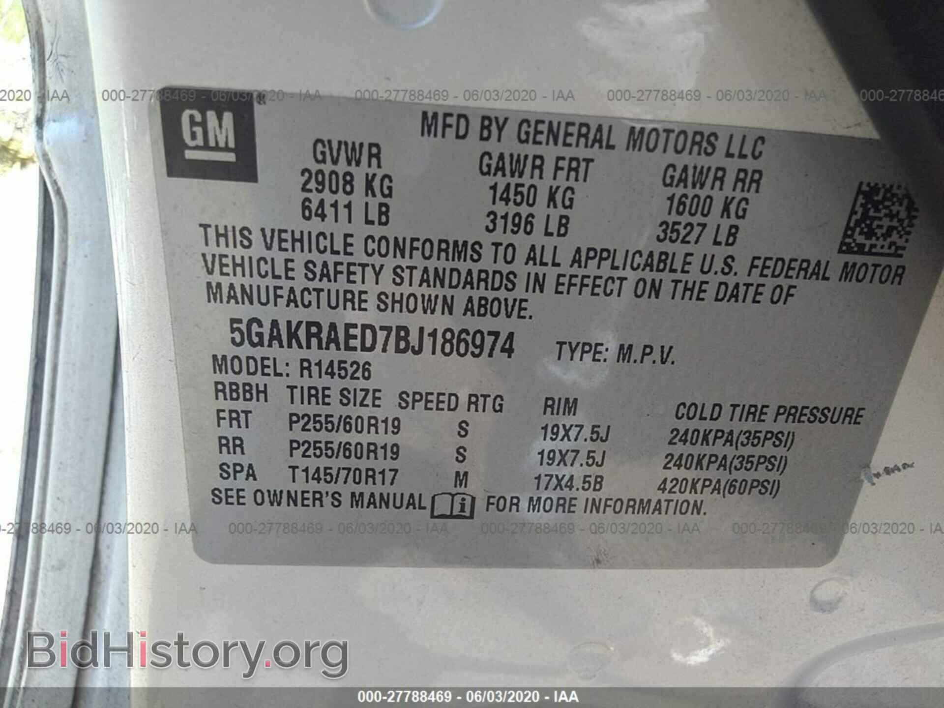 2011 BUICK ENCLAVE - VIN: 5GAKRAED7BJ186974 - Photo 9