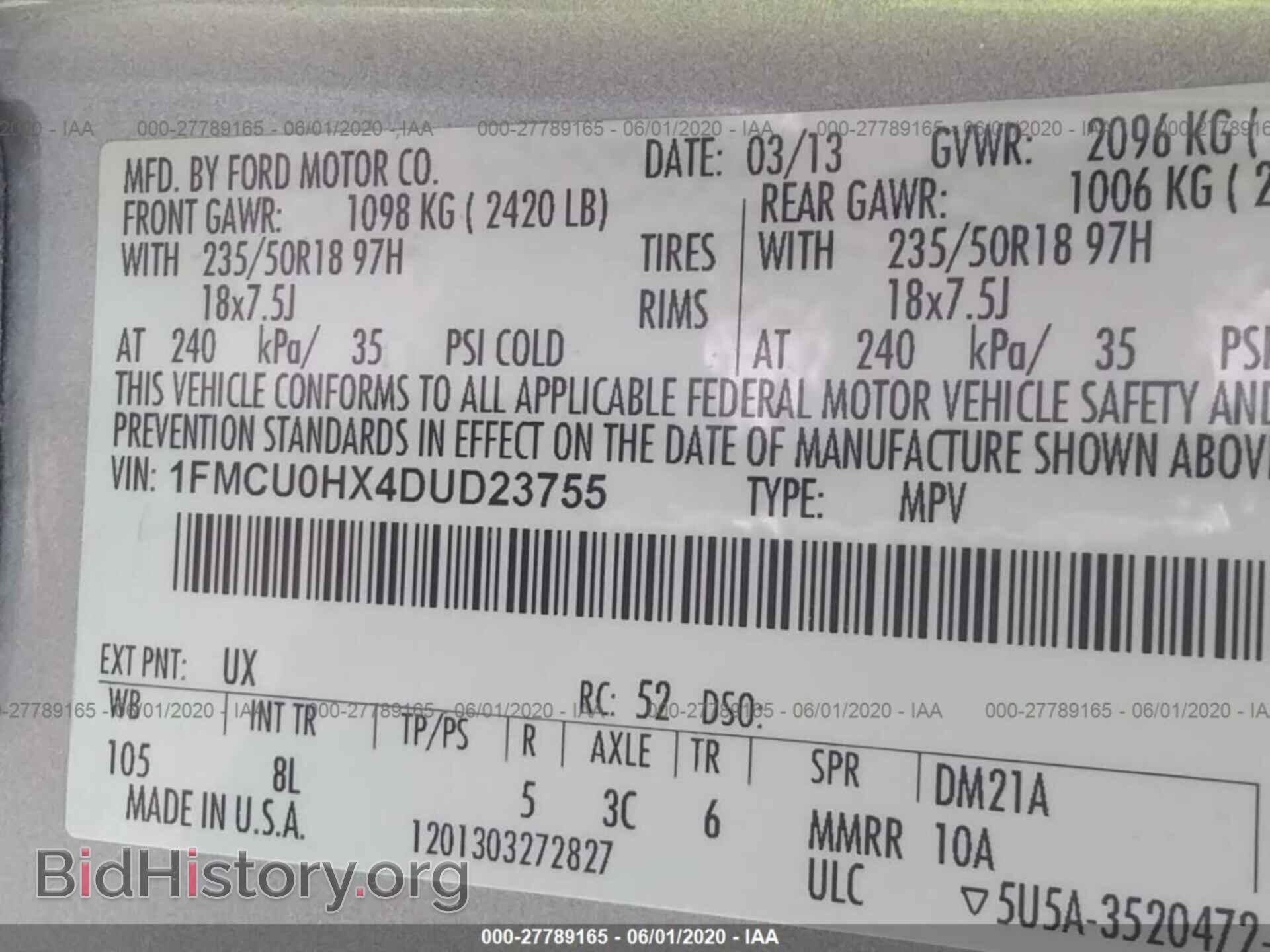 2013 FORD ESCAPE - VIN: 1FMCU0HX4DUD23755 - Photo 9