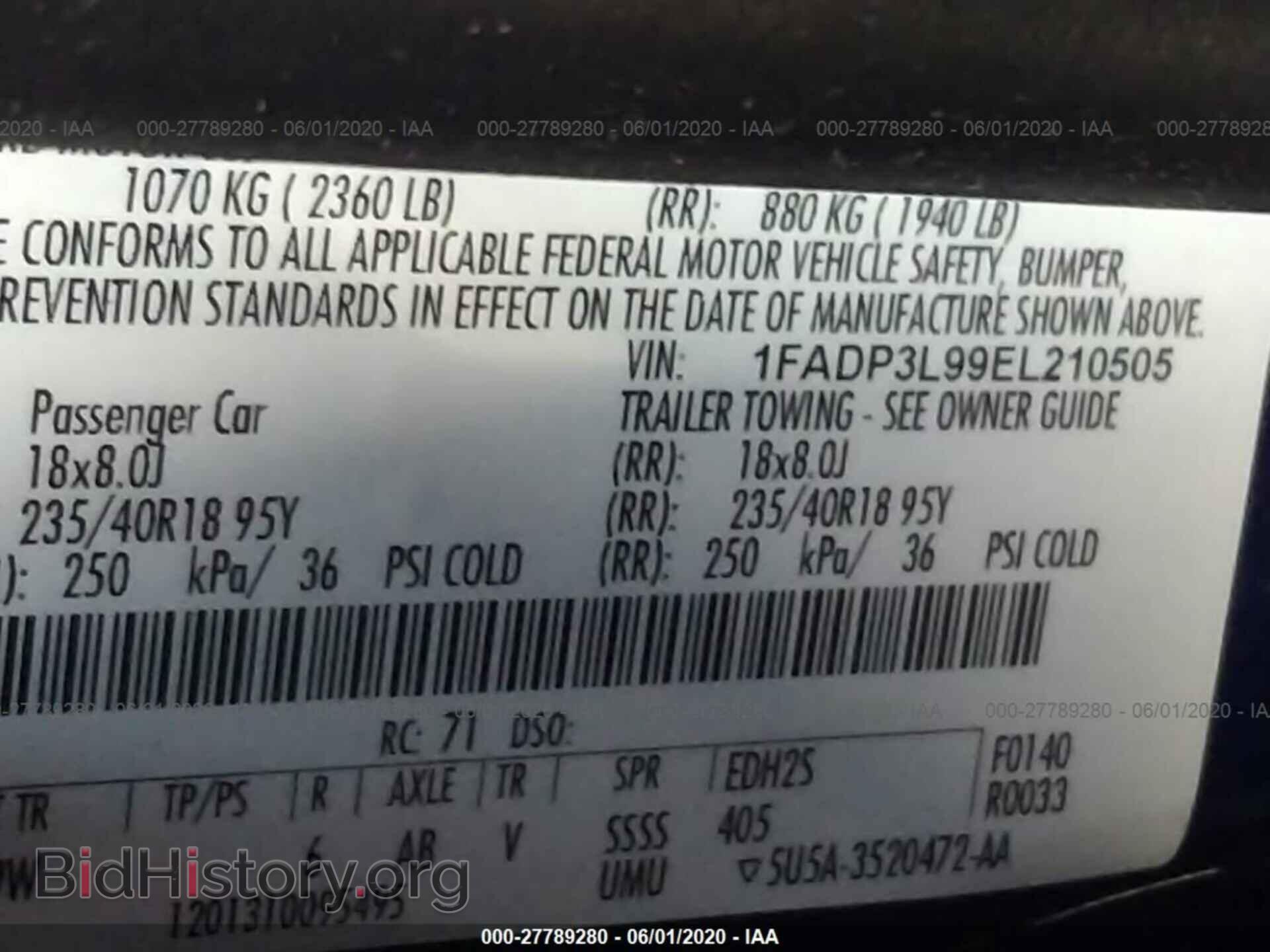 2014 FORD FOCUS - VIN: 1FADP3L99EL210505 - Фото 9