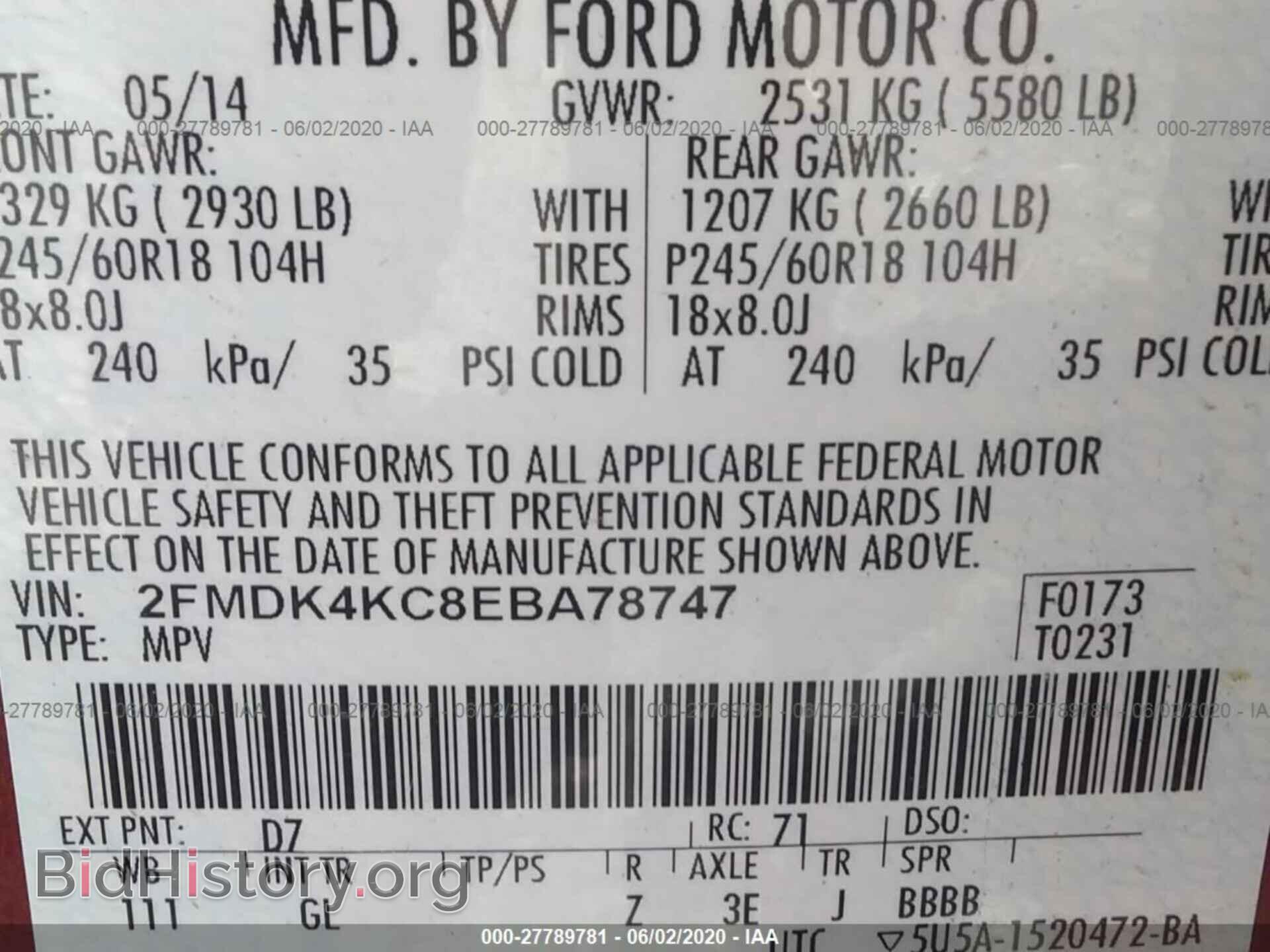 2014 FORD EDGE - VIN: 2FMDK4KC8EBA78747 - Photo 9