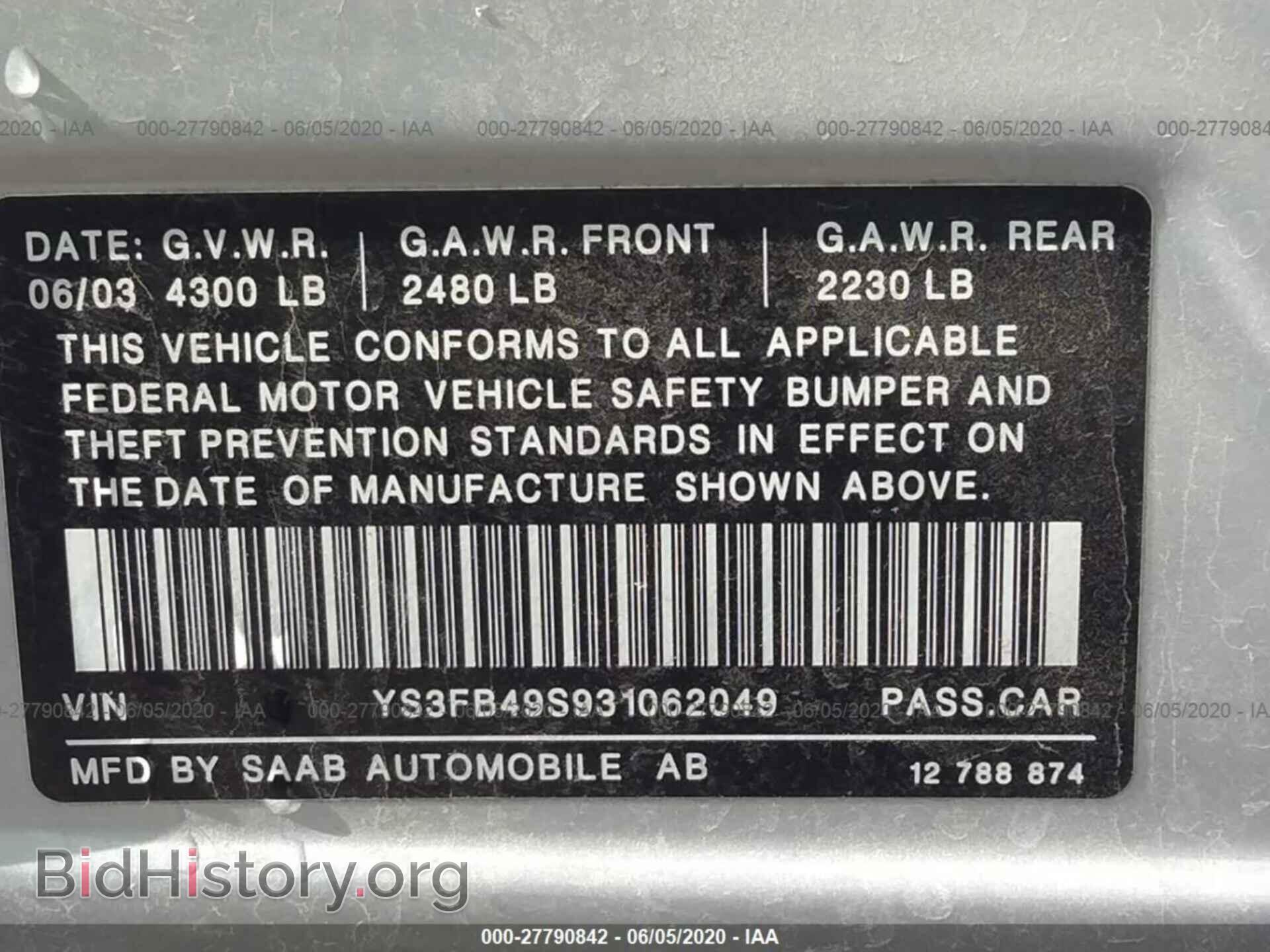 2003 SAAB 9-3 - VIN: YS3FB49S931062049 - Photo 9