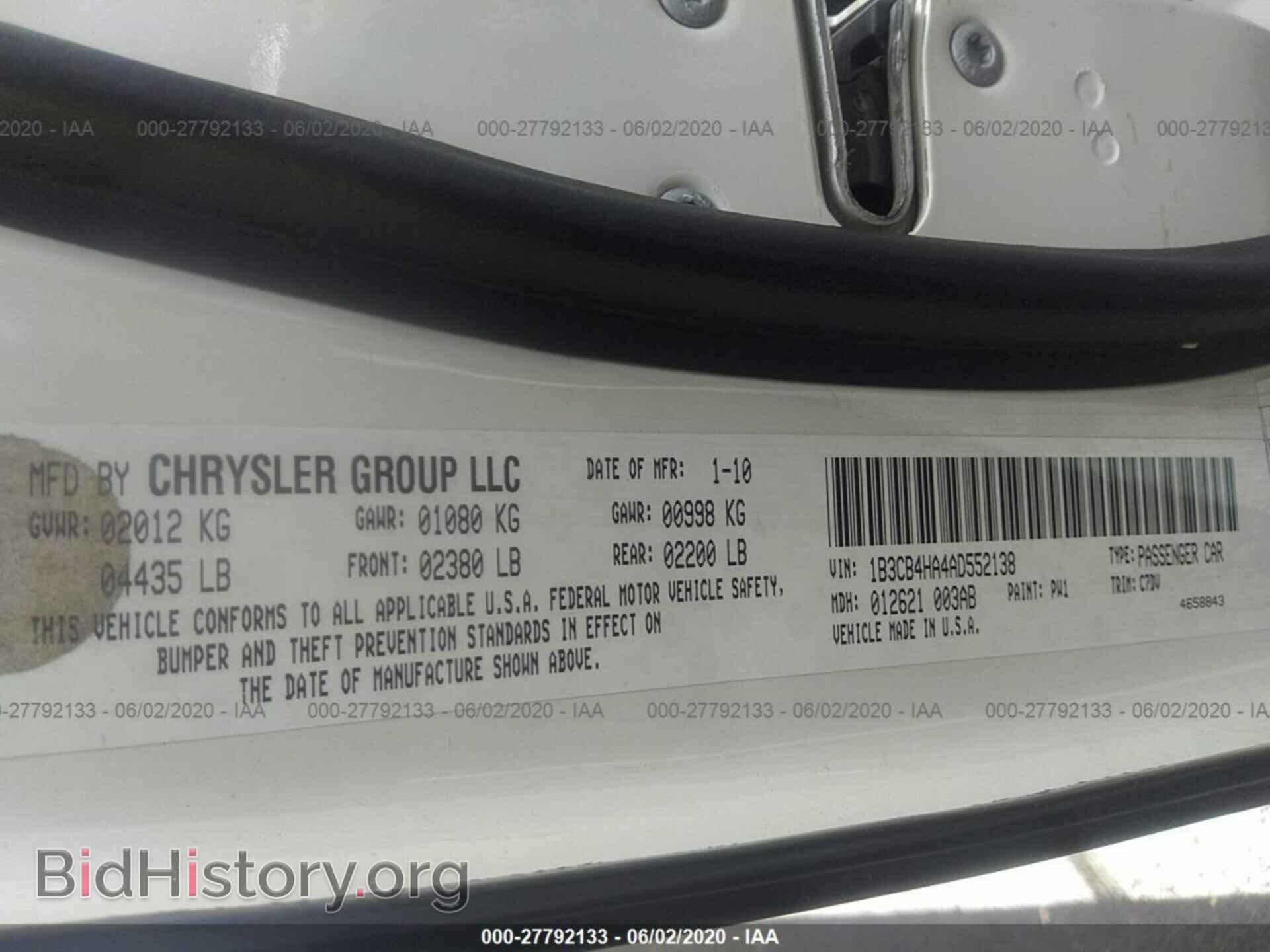 2010 DODGE CALIBER - VIN: 1B3CB4HA4AD552138 - Фото 9