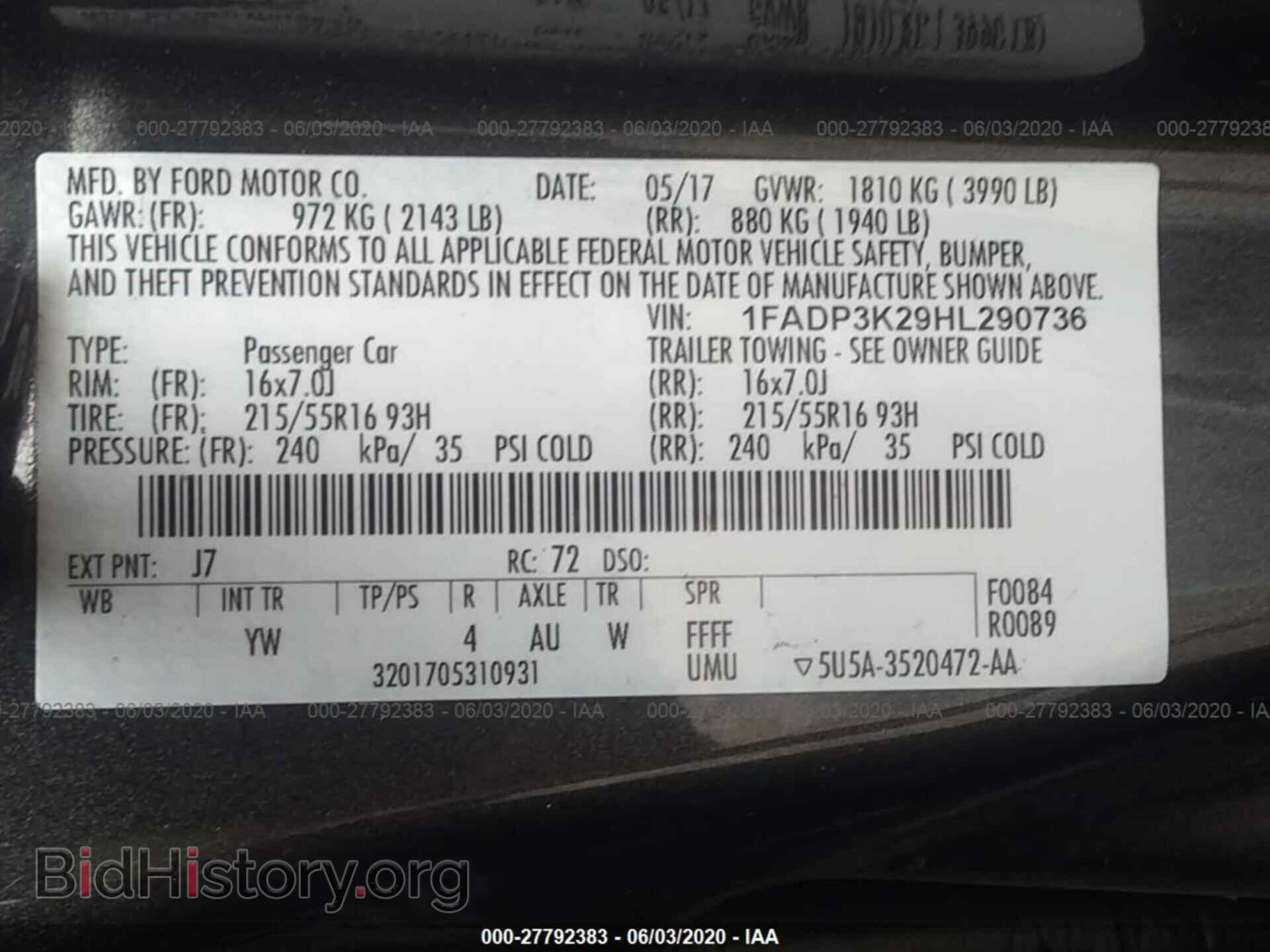 2017 FORD FOCUS - VIN: 1FADP3K29HL290736 - Фото 9