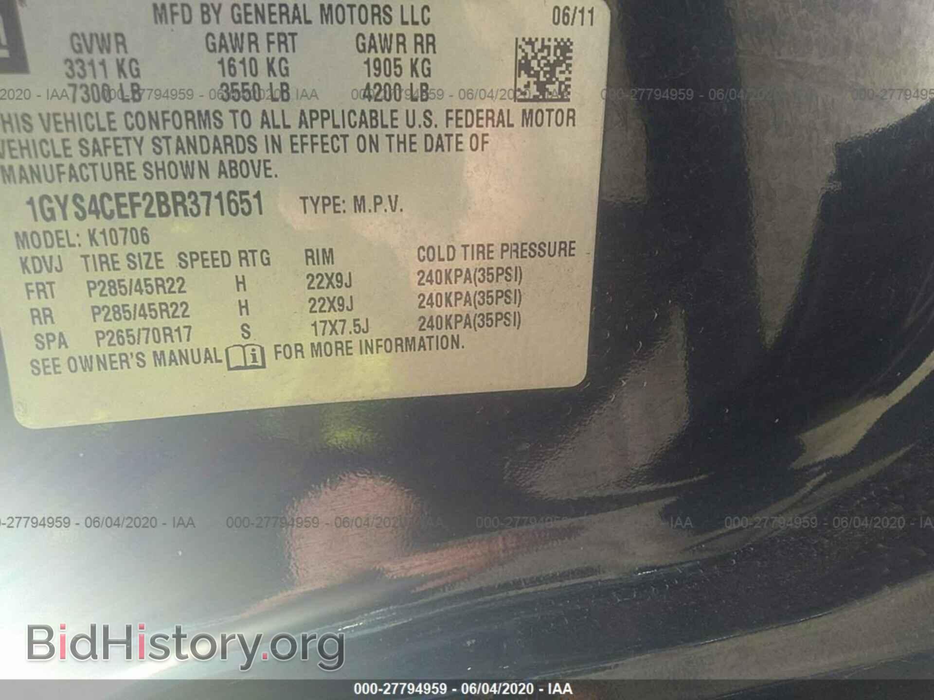 2011 CADILLAC ESCALADE - VIN: 1GYS4CEF2BR371651 - Фото 9