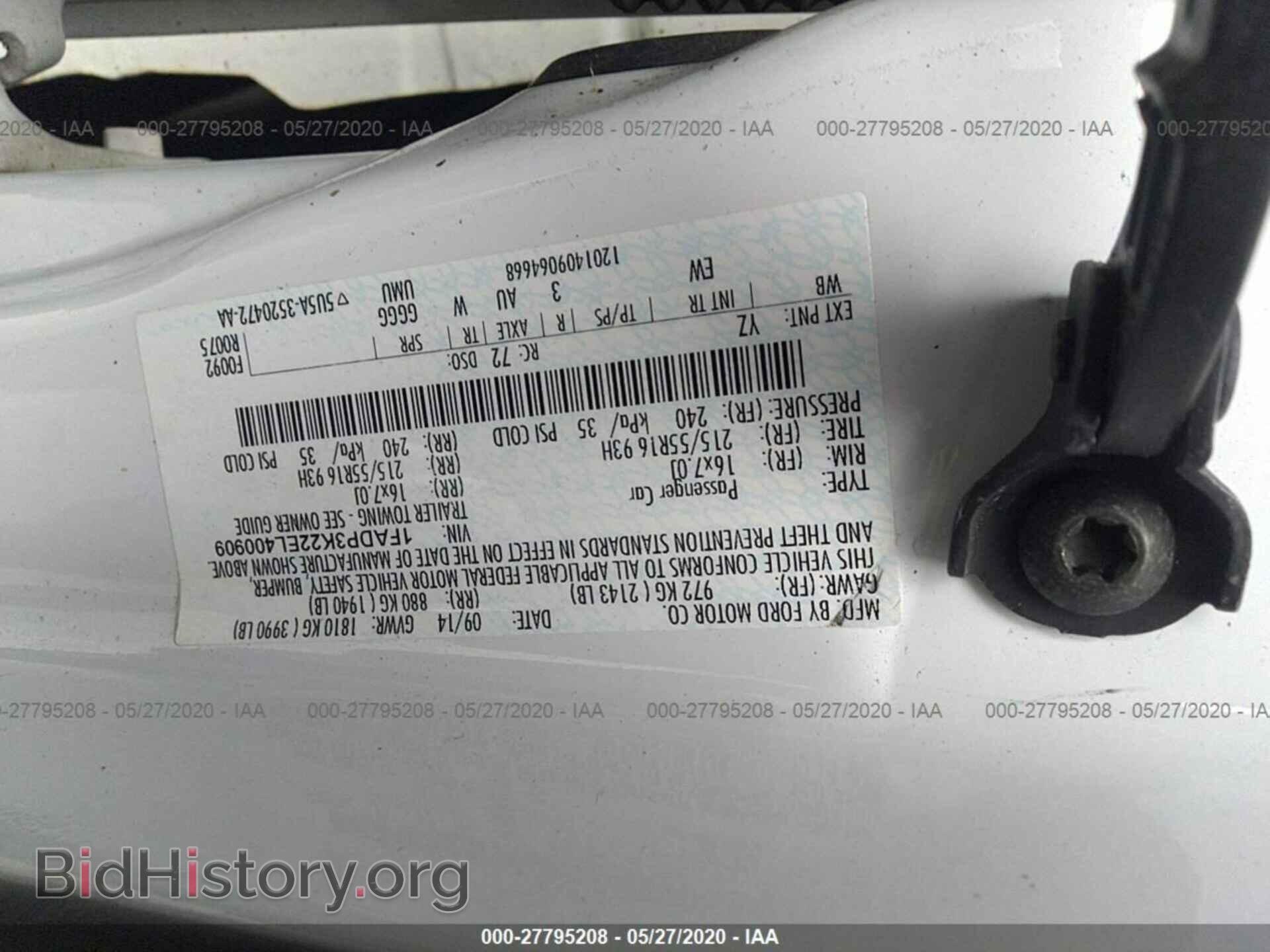 2014 FORD FOCUS - VIN: 1FADP3K22EL400909 - Фото 9
