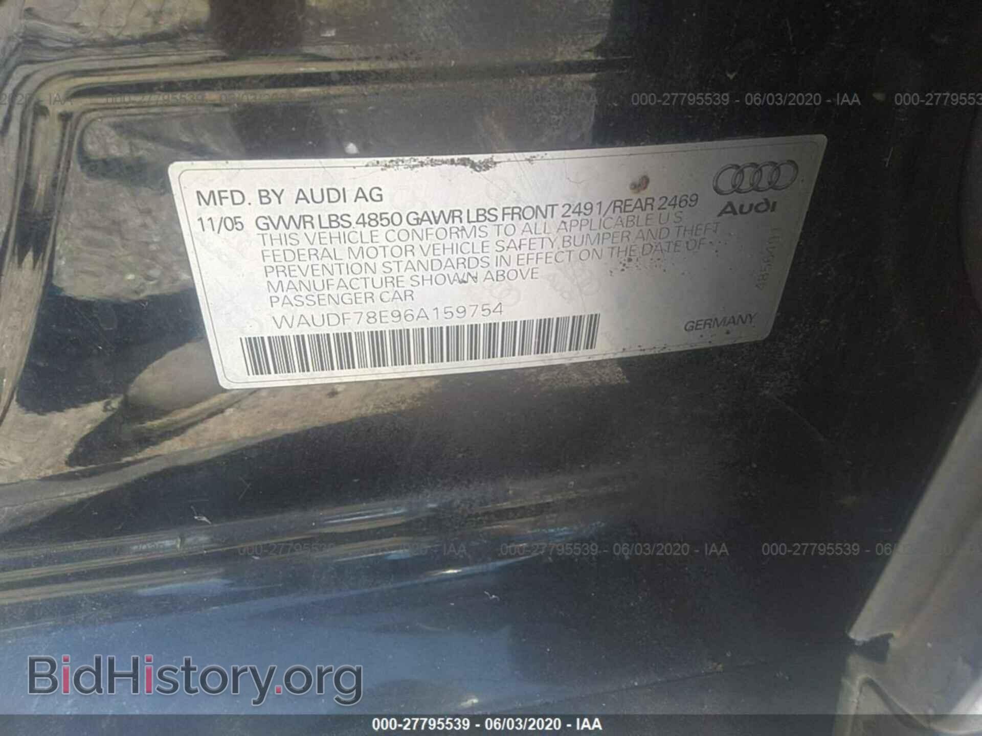 2006 AUDI A4 - VIN: WAUDF78E96A159754 - Фото 9
