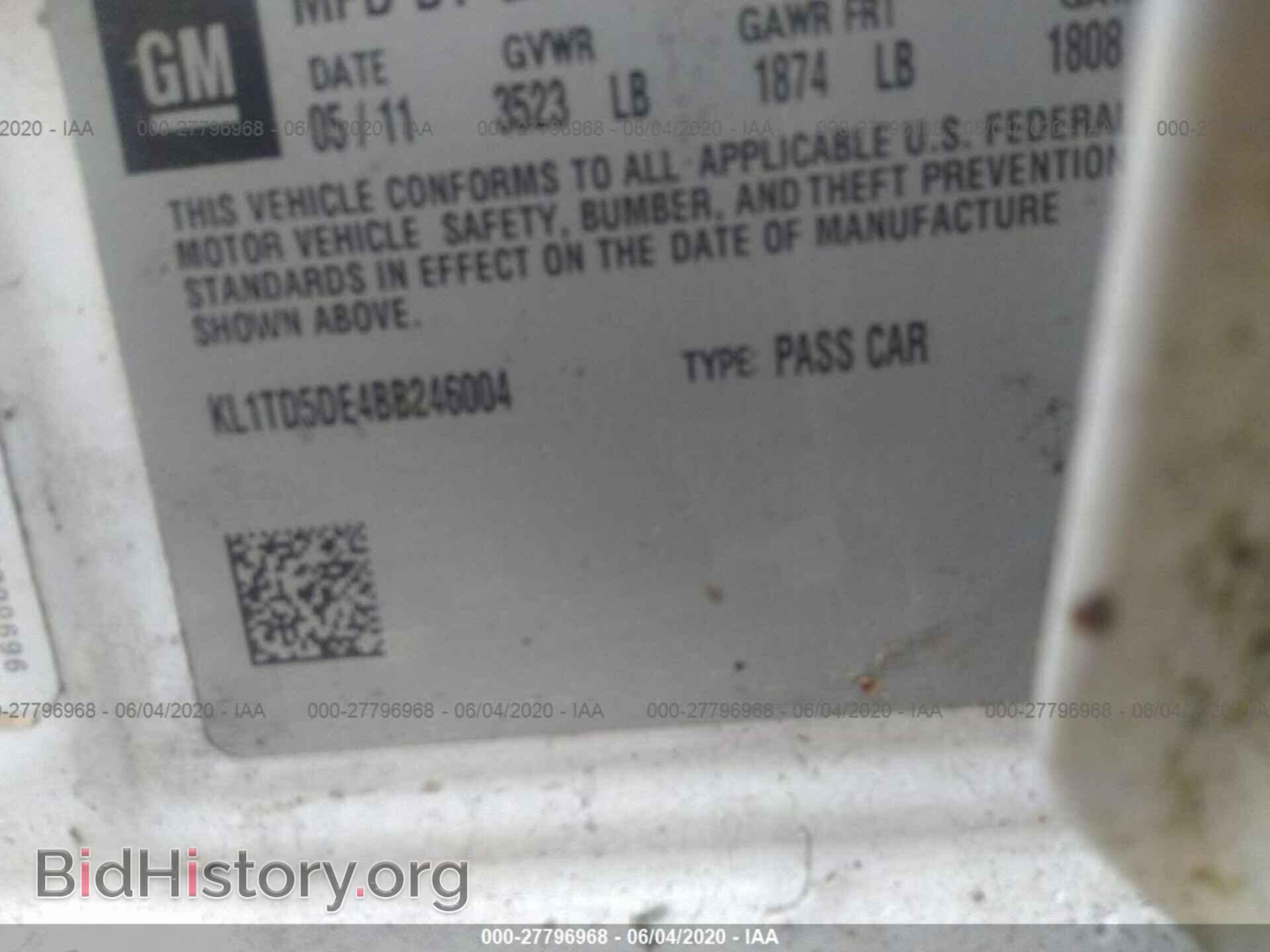2011 CHEVROLET AVEO - VIN: KL1TD5DE4BB246004 - Фото 9