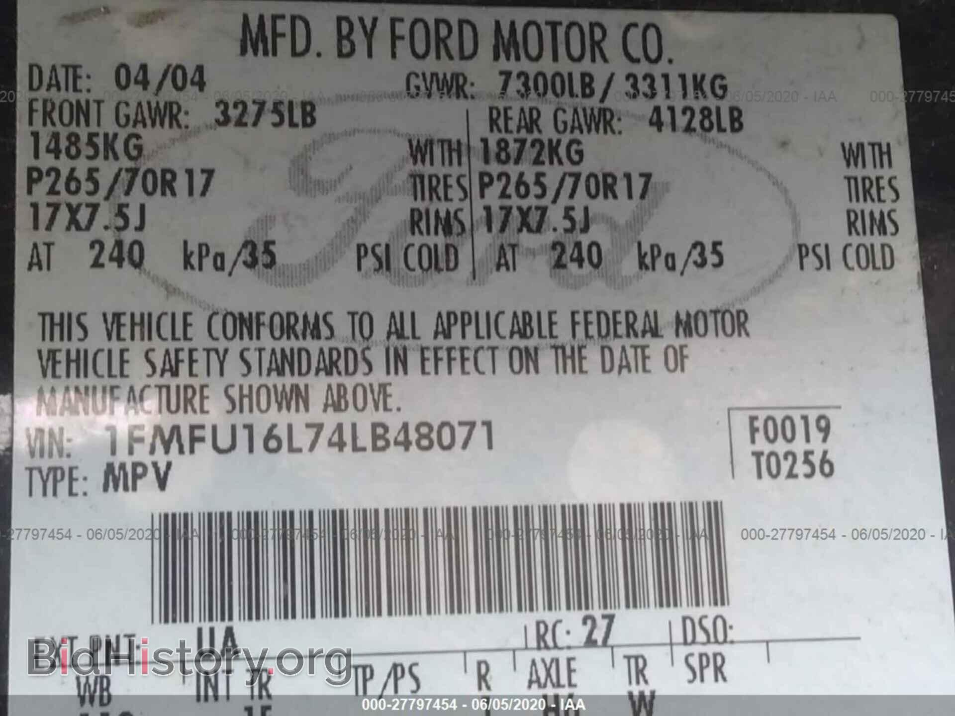 2004 FORD EXPEDITION - VIN: 1FMFU16L74LB48071 - Фото 9