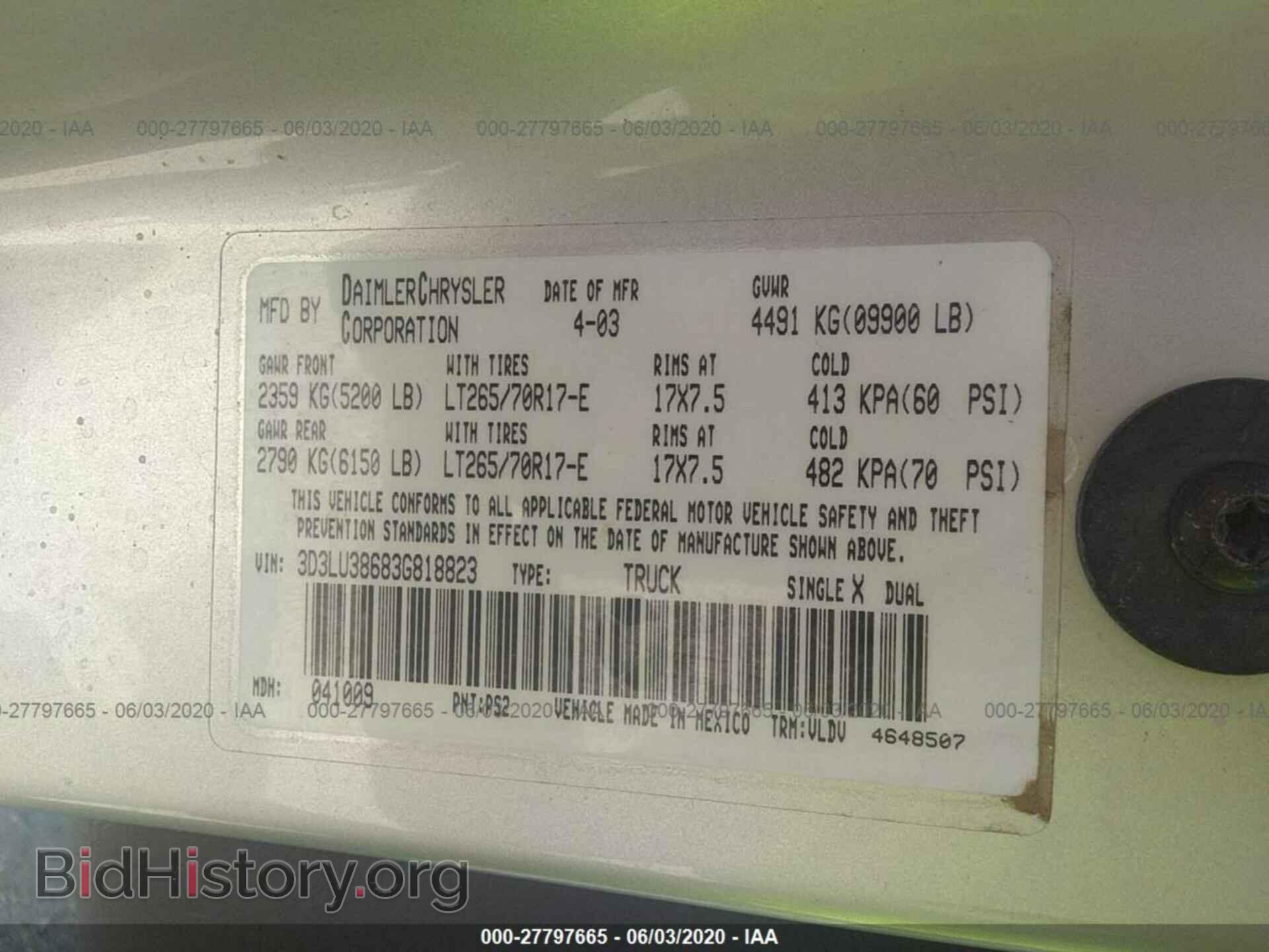 2003 DODGE RAM 3500 - VIN: 3D3LU38683G818823 - Photo 9