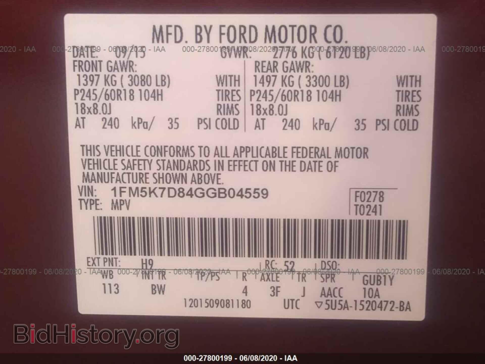 2016 FORD EXPLORER - VIN: 1FM5K7D84GGB04559 - Photo 9