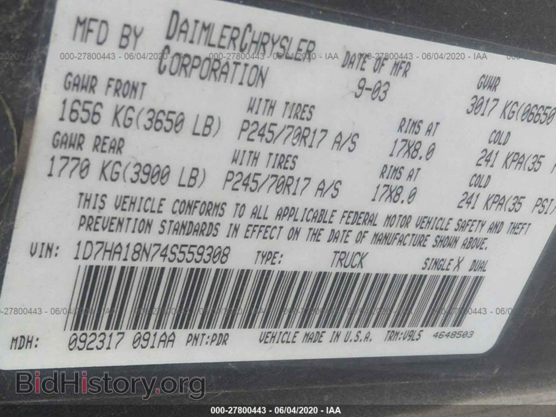 2004 DODGE RAM 1500 - VIN: 1D7HA18N74S559308 - Photo 9