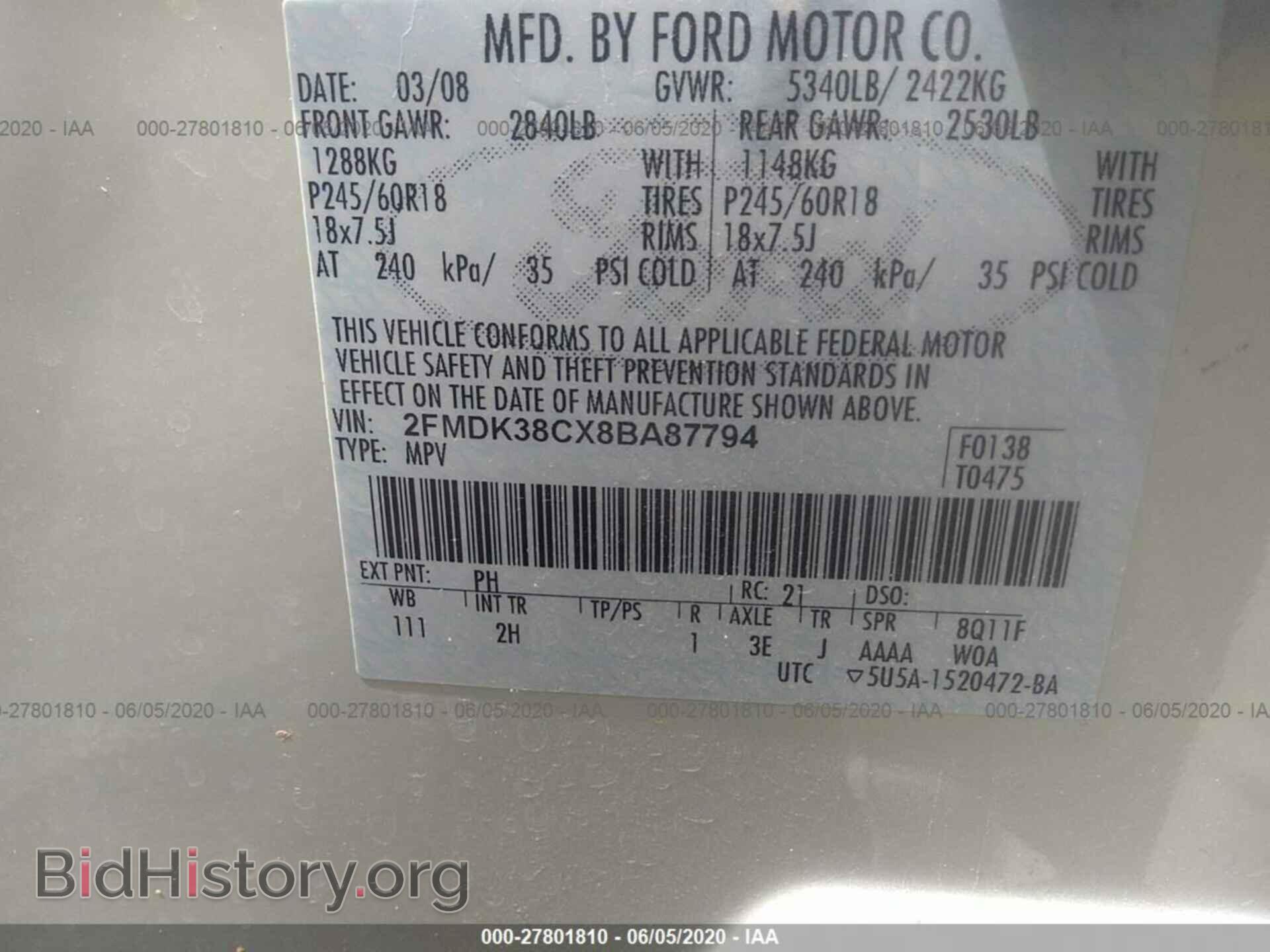 2008 FORD EDGE - VIN: 2FMDK38CX8BA87794 - Photo 9