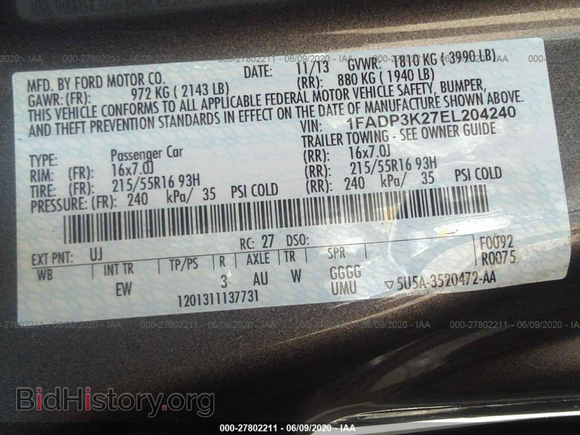 2014 FORD FOCUS - VIN: 1FADP3K27EL204240 - Фото 9