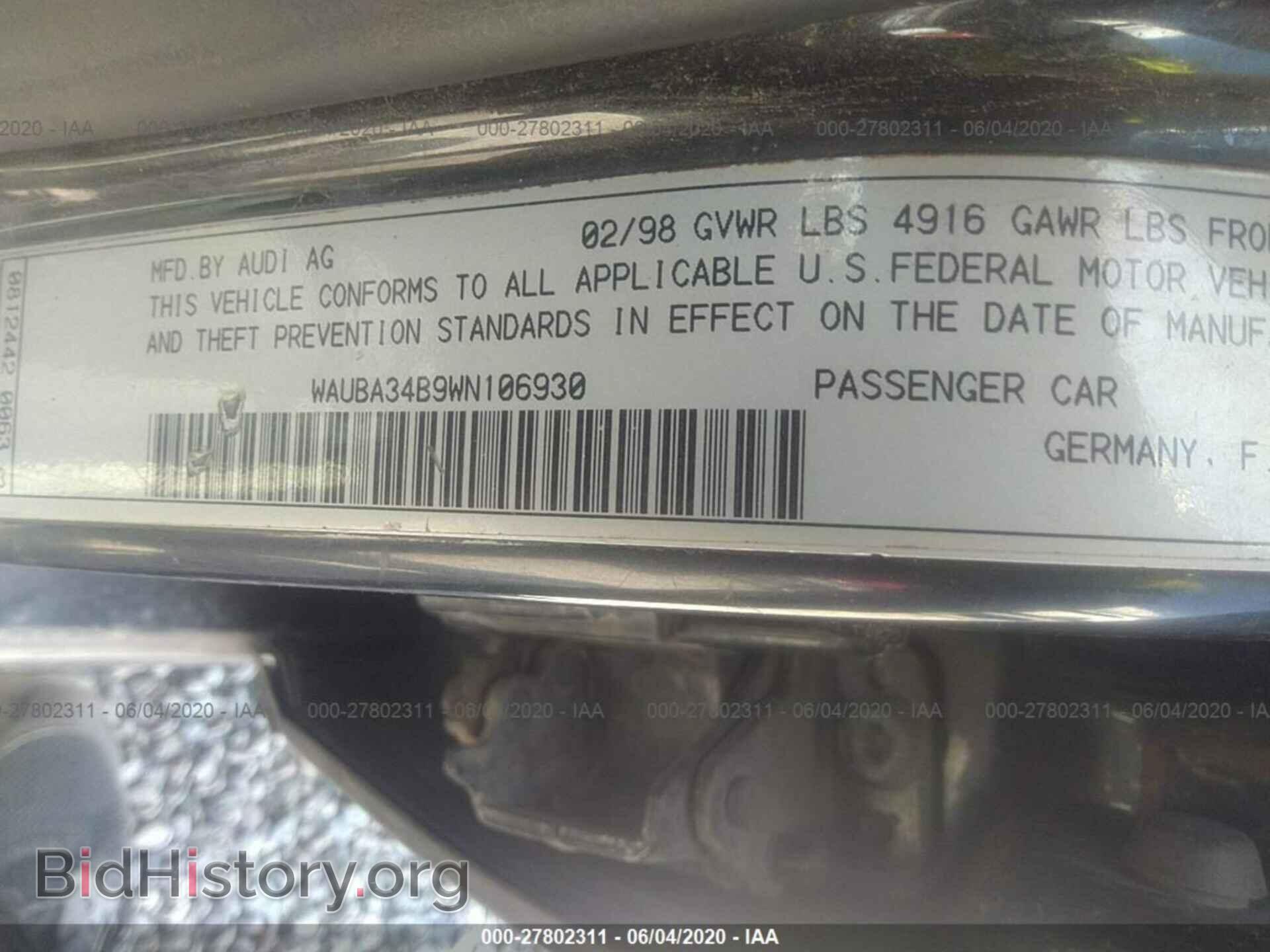 1998 Audi A6 - VIN: WAUBA34B9WN106930 - Фото 9