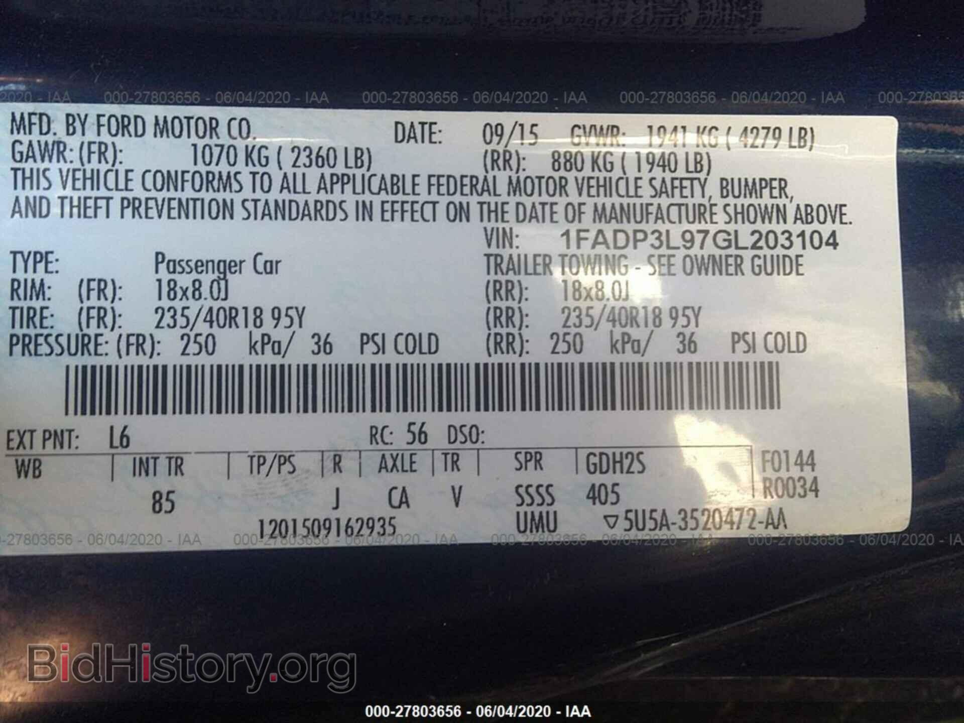 2016 FORD FOCUS - VIN: 1FADP3L97GL203104 - Фото 9
