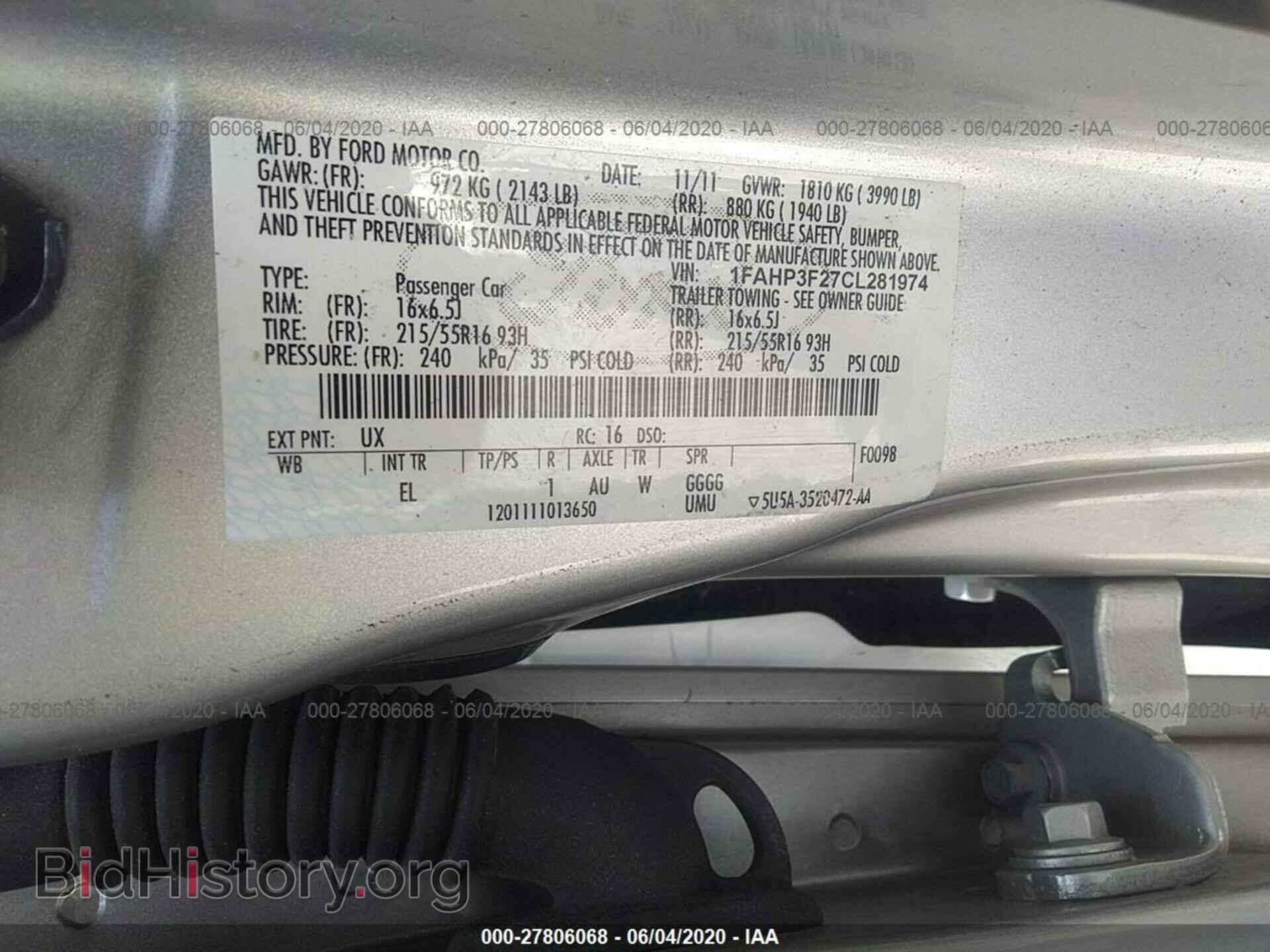 2012 FORD FOCUS - VIN: 1FAHP3F27CL281974 - Фото 9