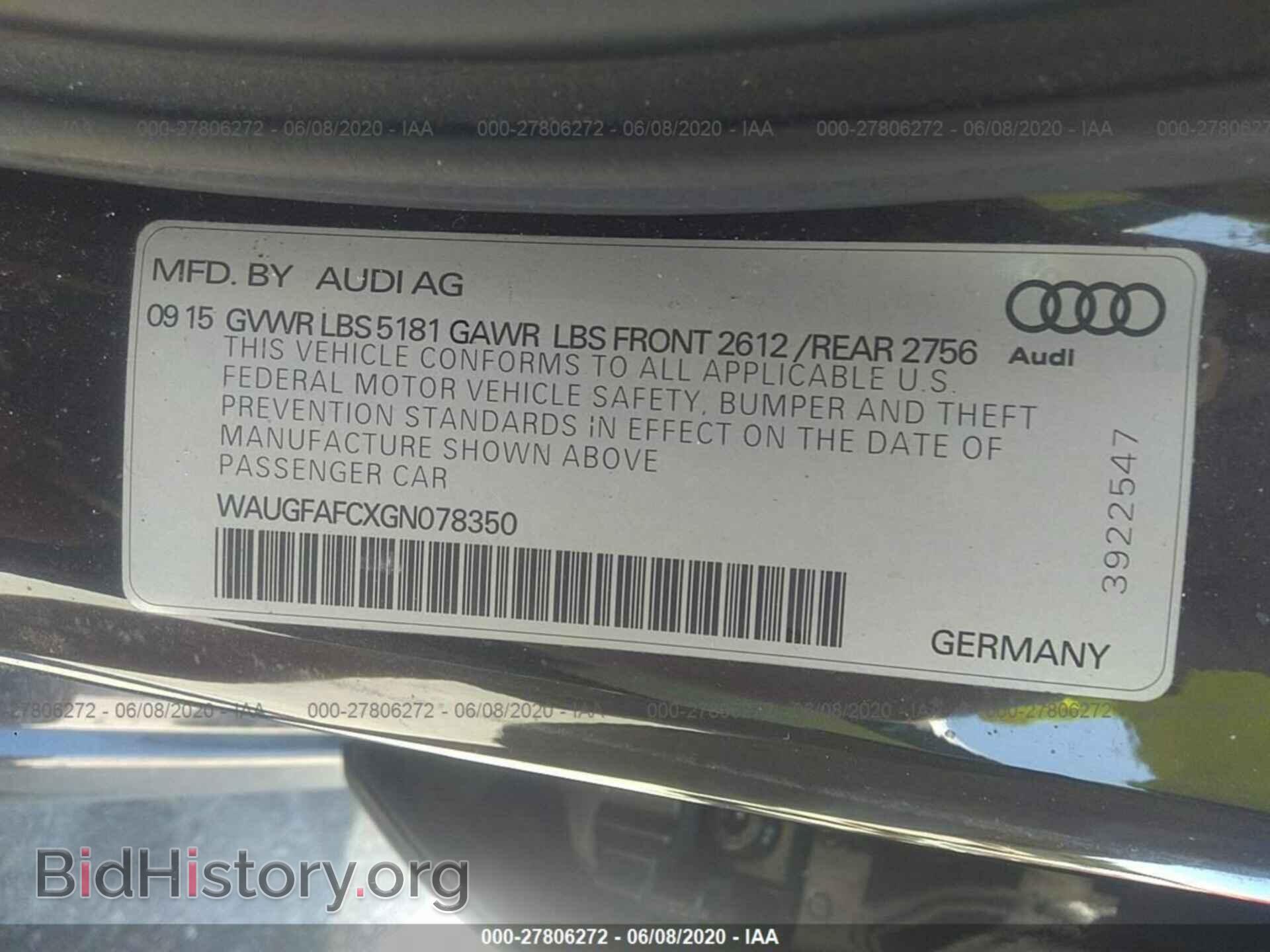 2016 AUDI A6 - VIN: WAUGFAFCXGN078350 - Фото 9