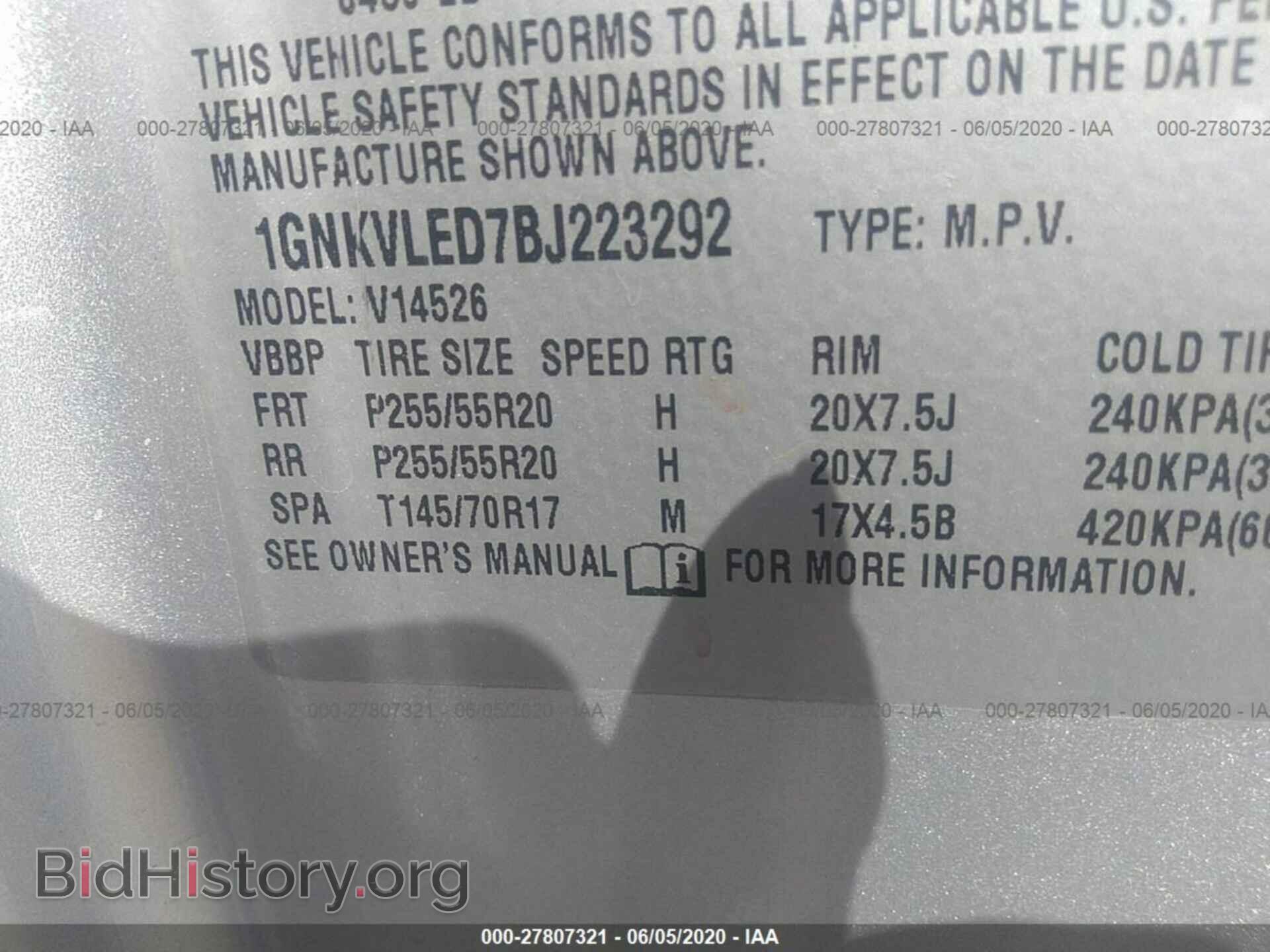 2011 CHEVROLET TRAVERSE - VIN: 1GNKVLED7BJ223292 - Фото 9