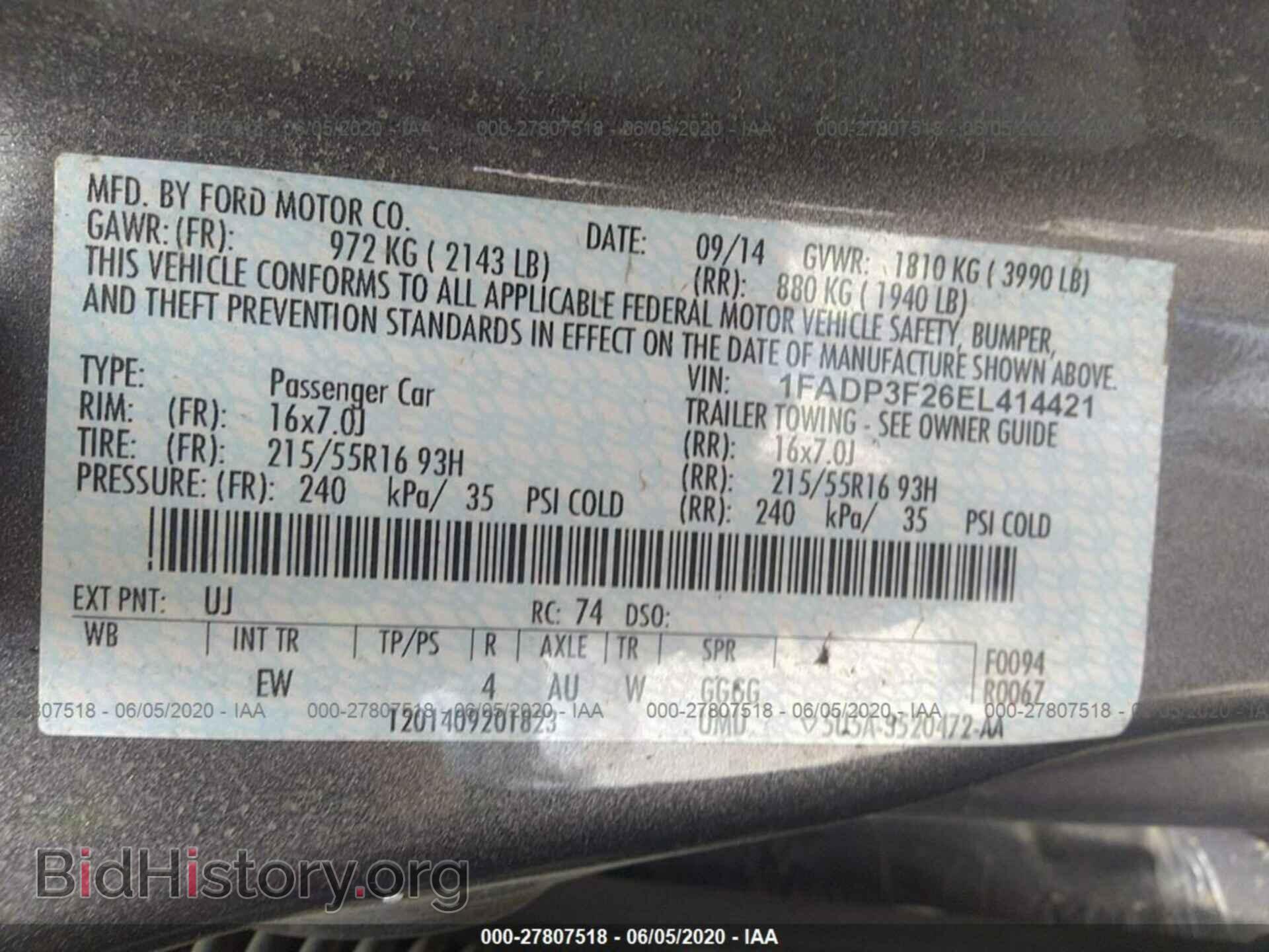 2014 FORD FOCUS - VIN: 1FADP3F26EL414421 - Фото 9
