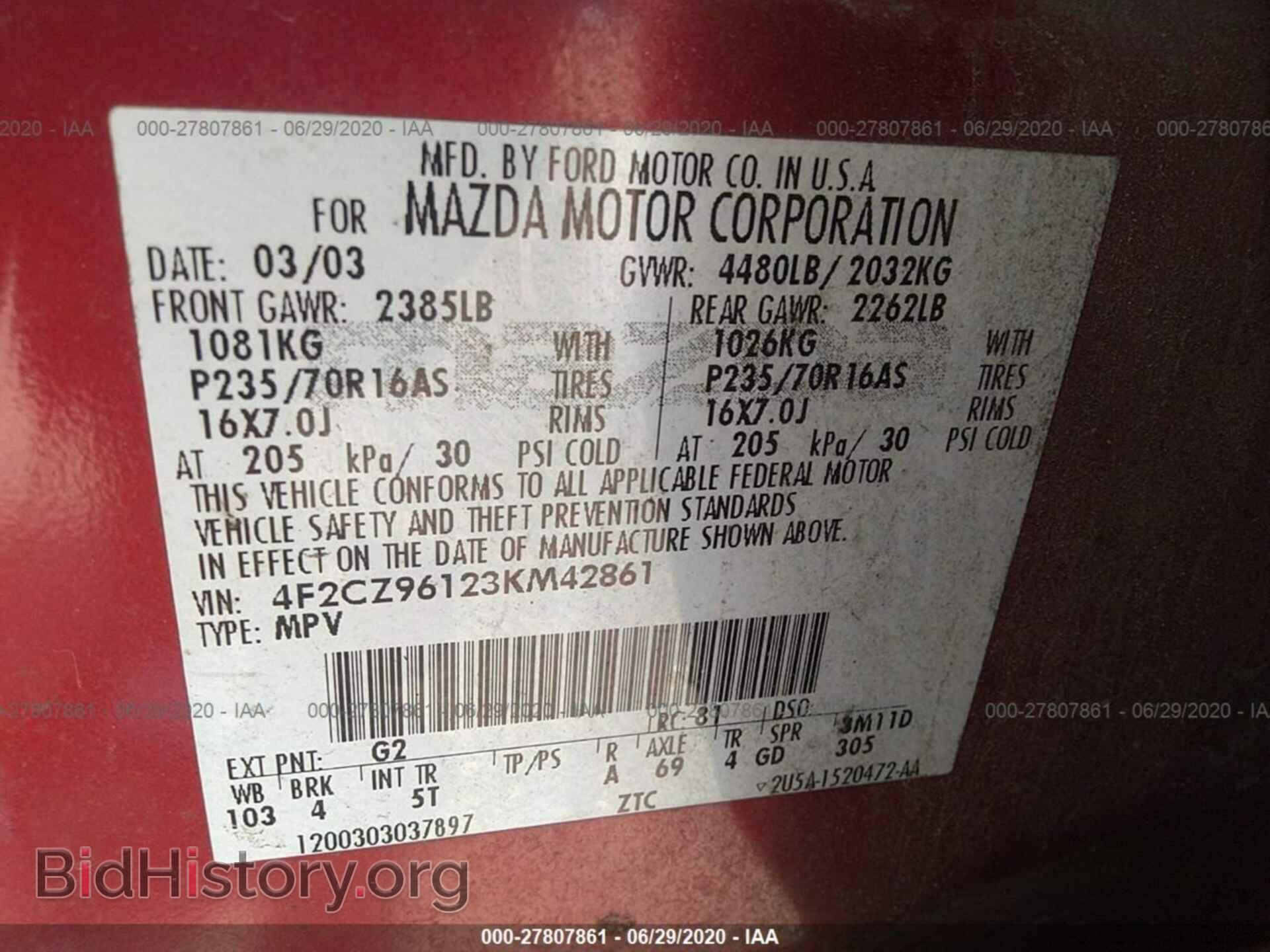 2003 MAZDA TRIBUTE - VIN: 4F2CZ96123KM42861 - Фото 9